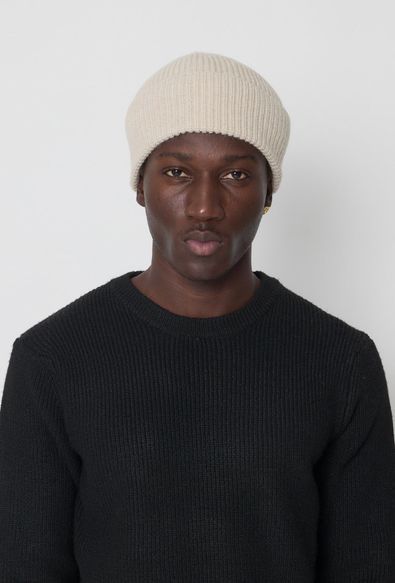 Bonnet maille beige