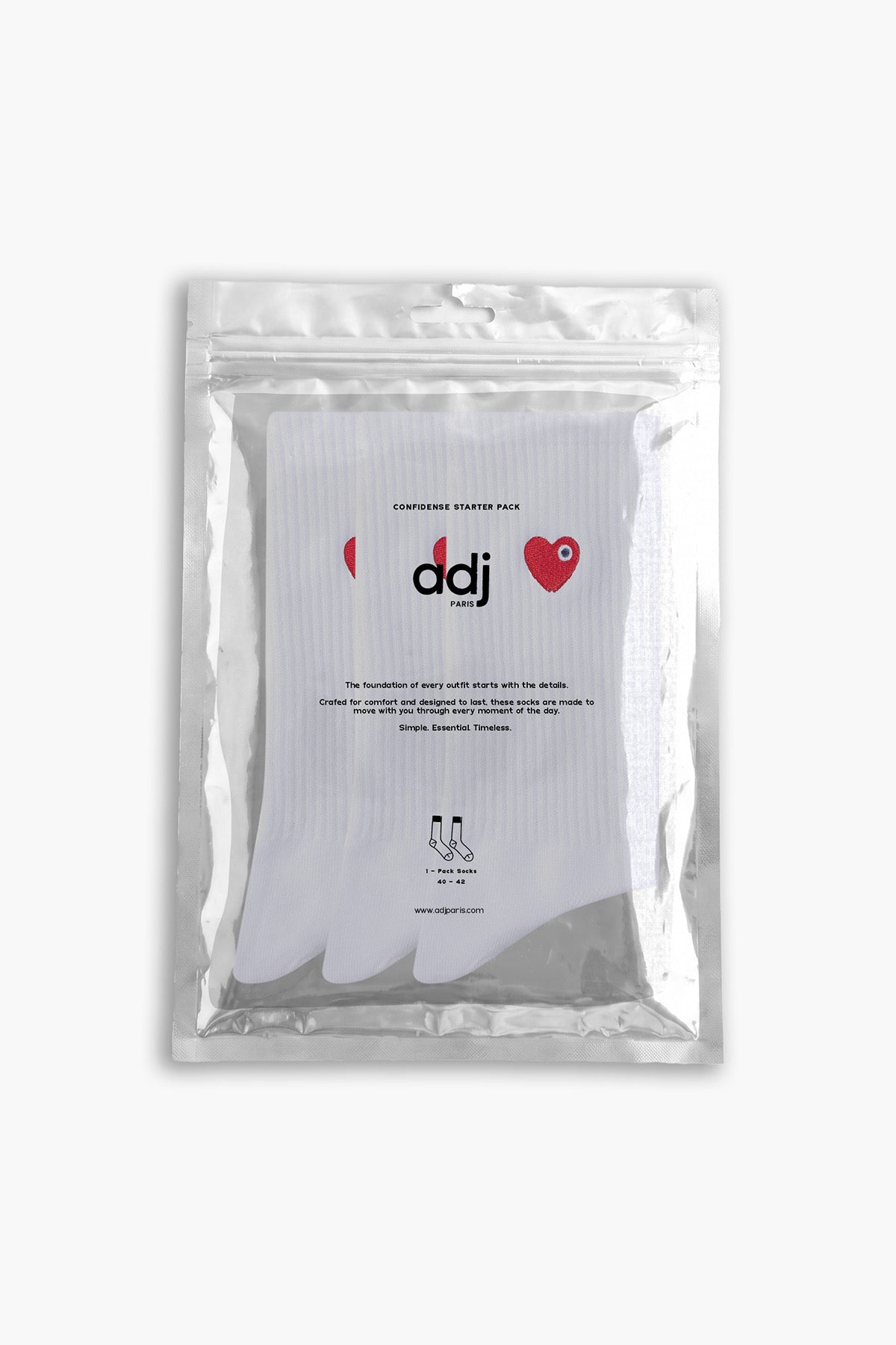 ADJ Chaussettes blanche cœur rouge