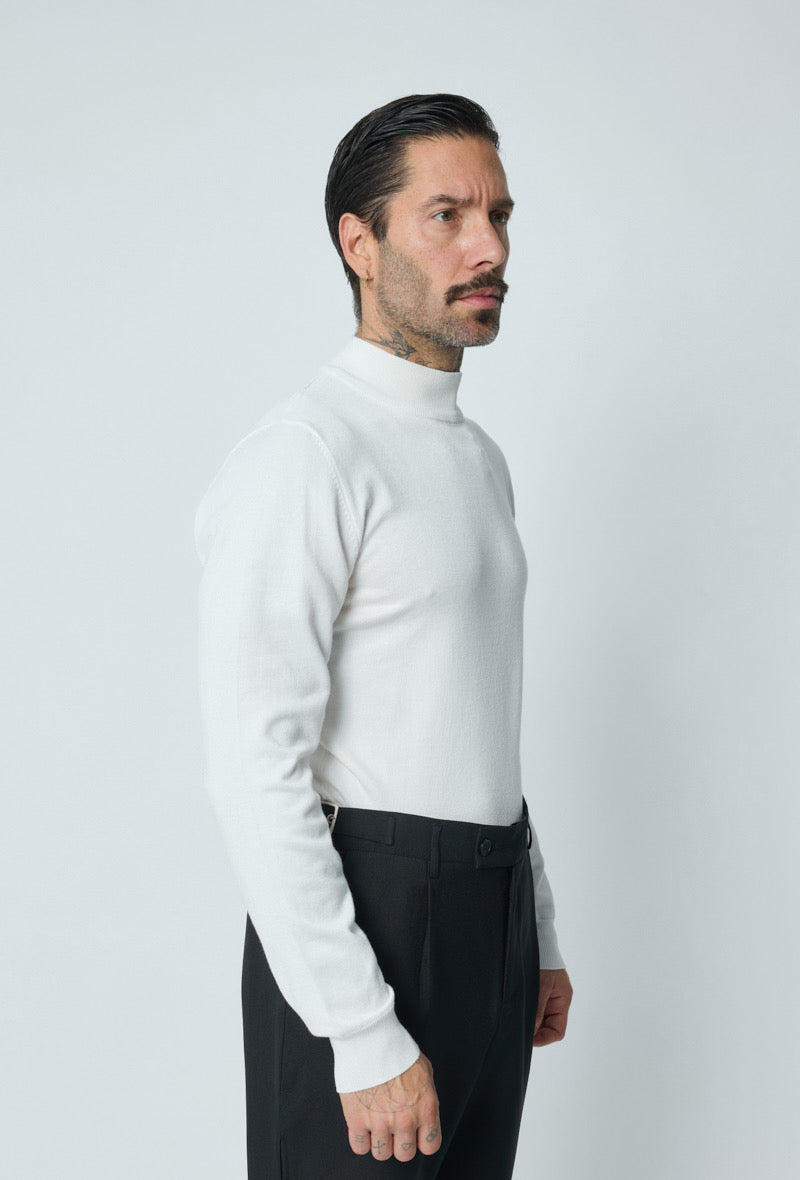 Pull Col montant blanc