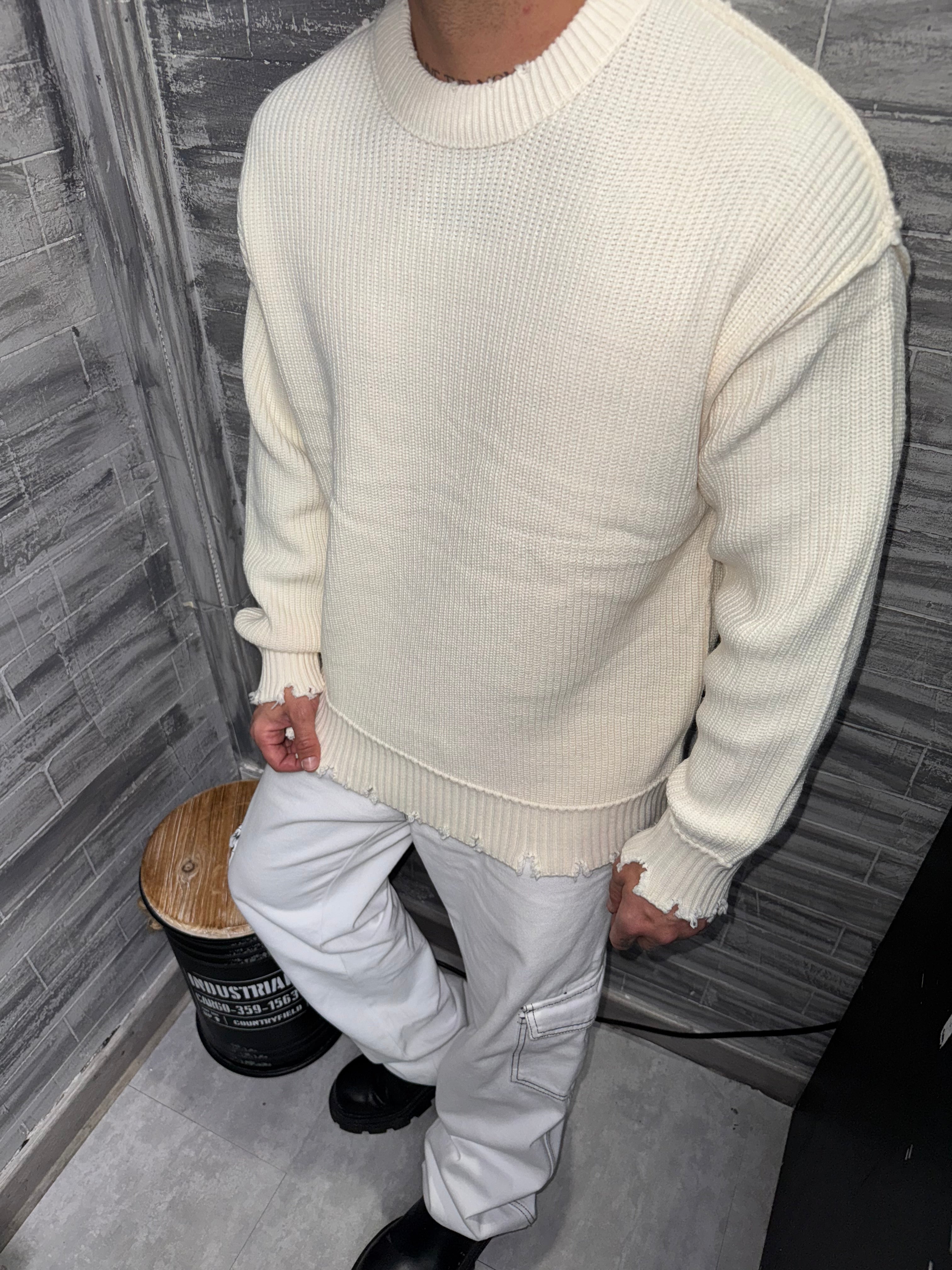 Pull Vintage maille beige