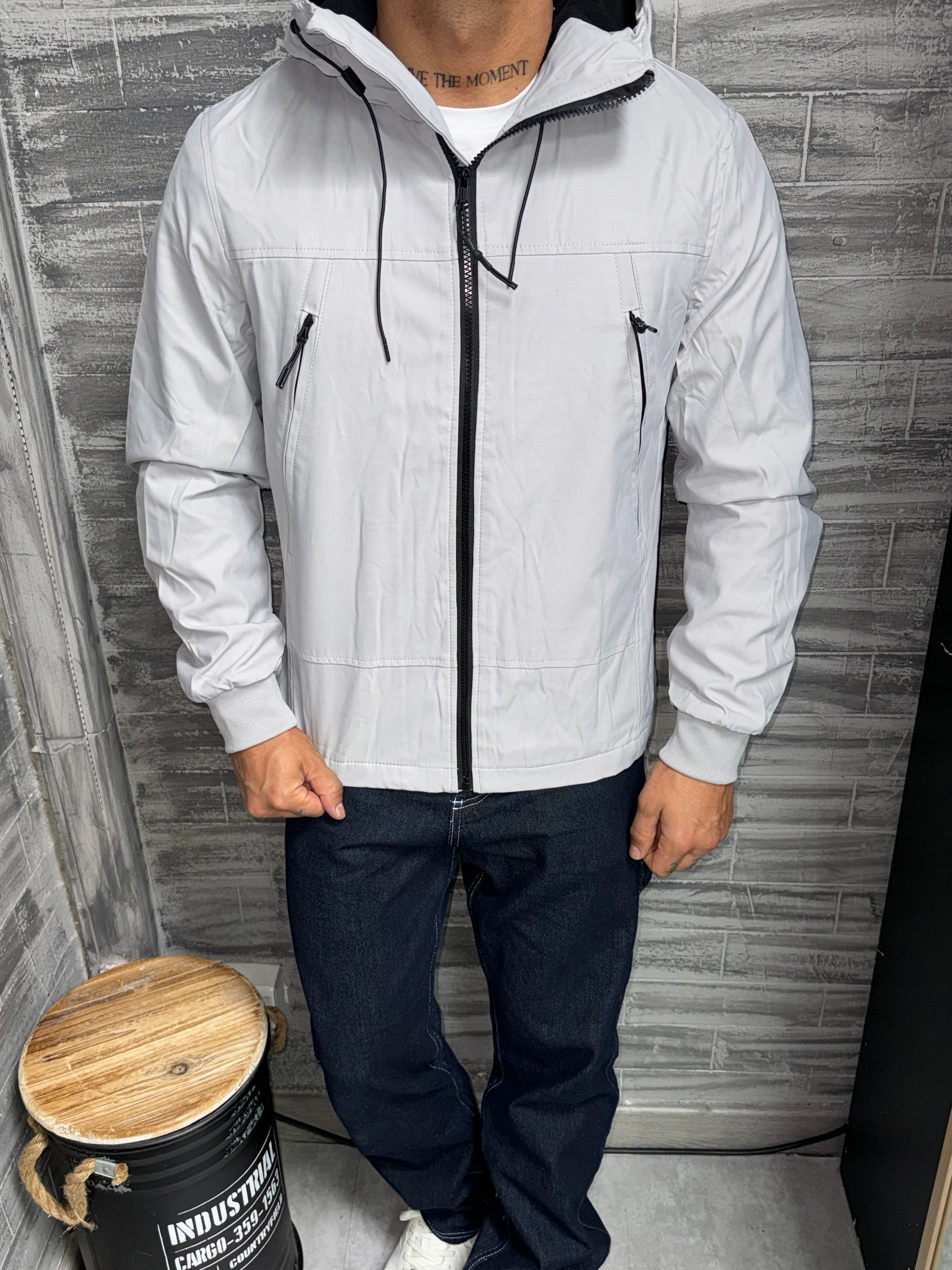 Black hooded jacket