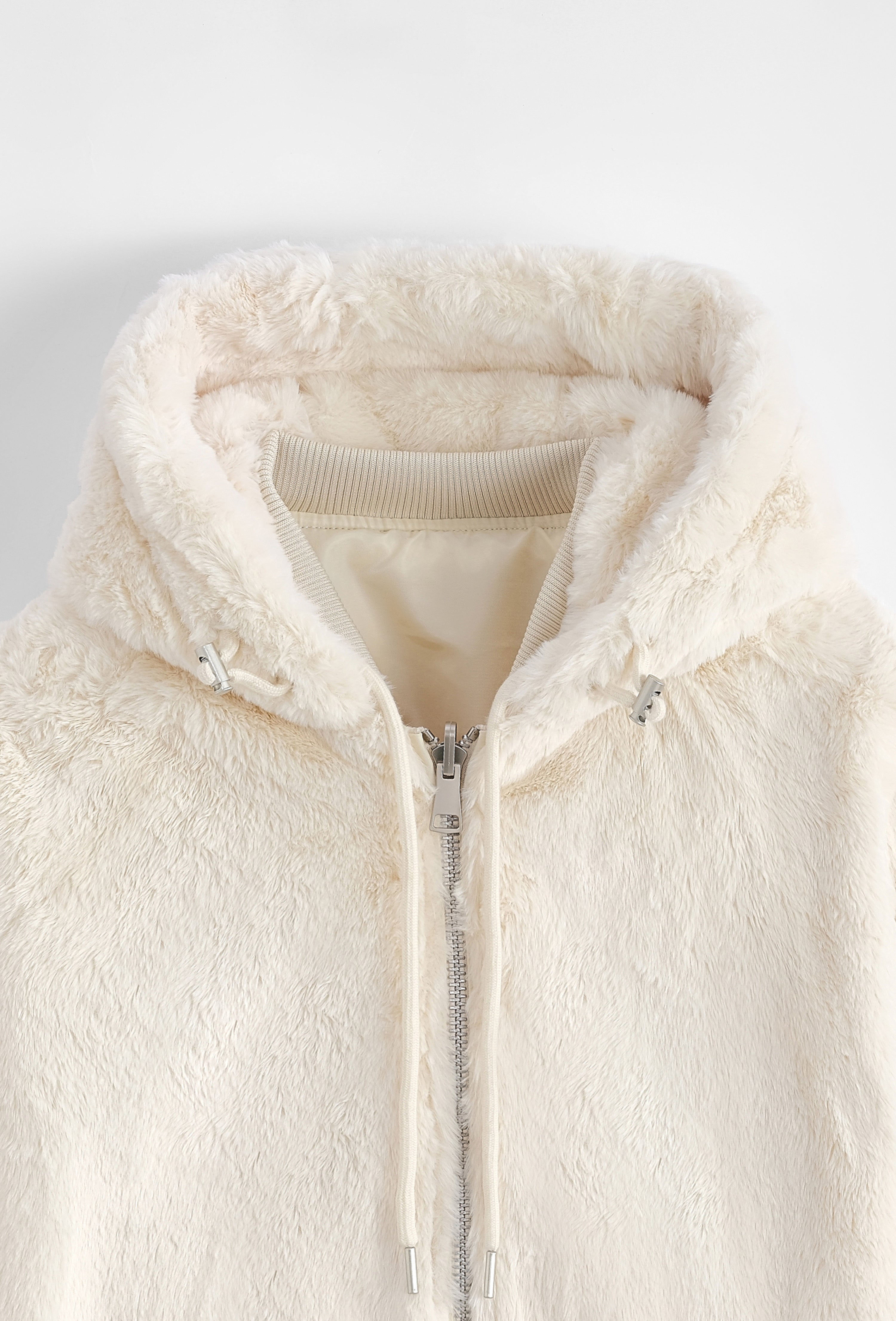 Veste réversible beige nylon / fourrure