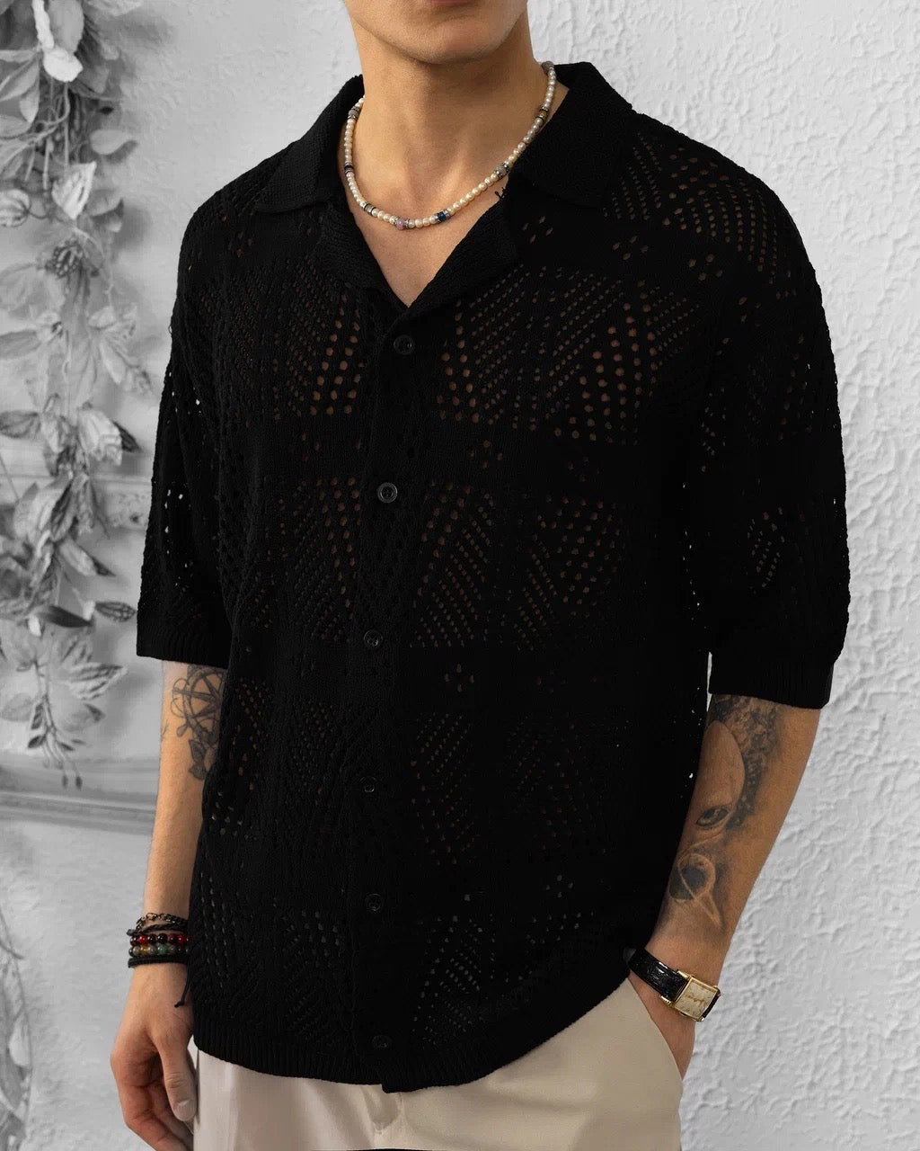 Chemise maille Tulum noir