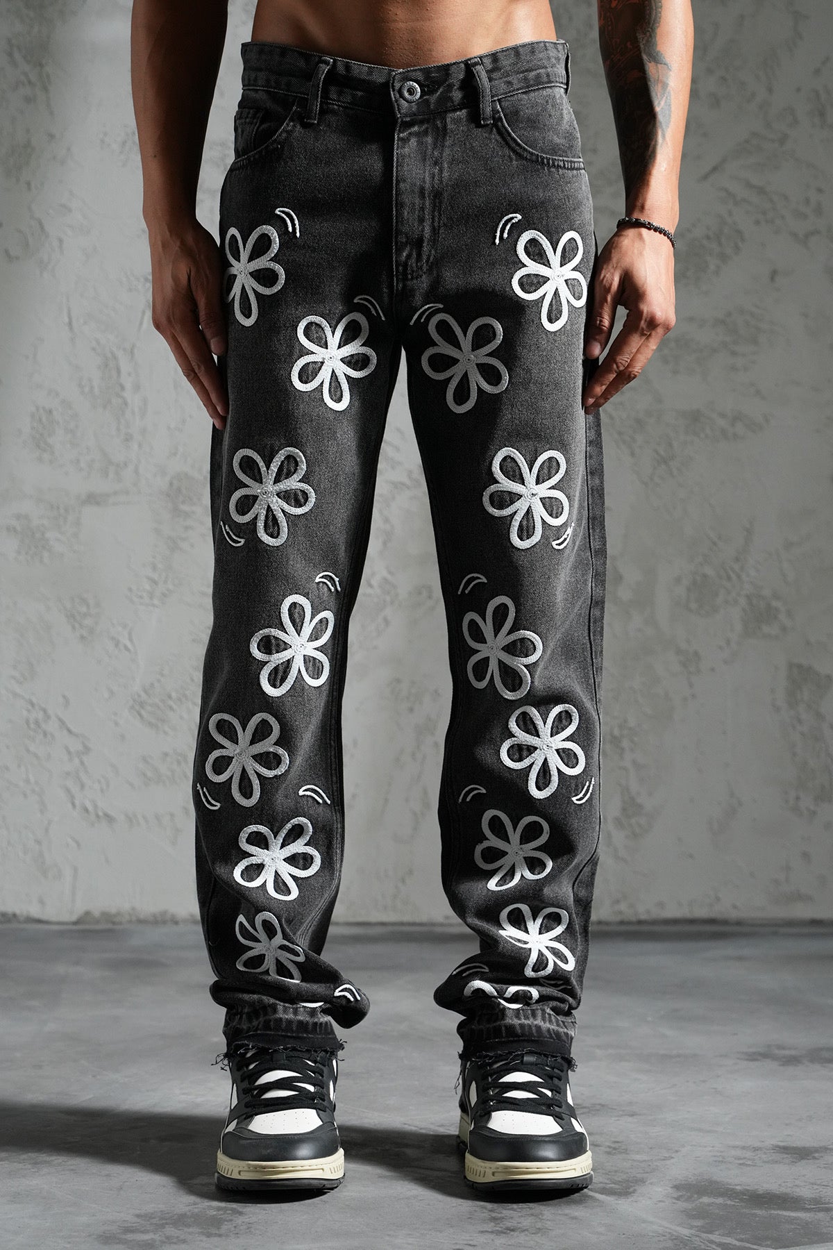 Jean fleur noir