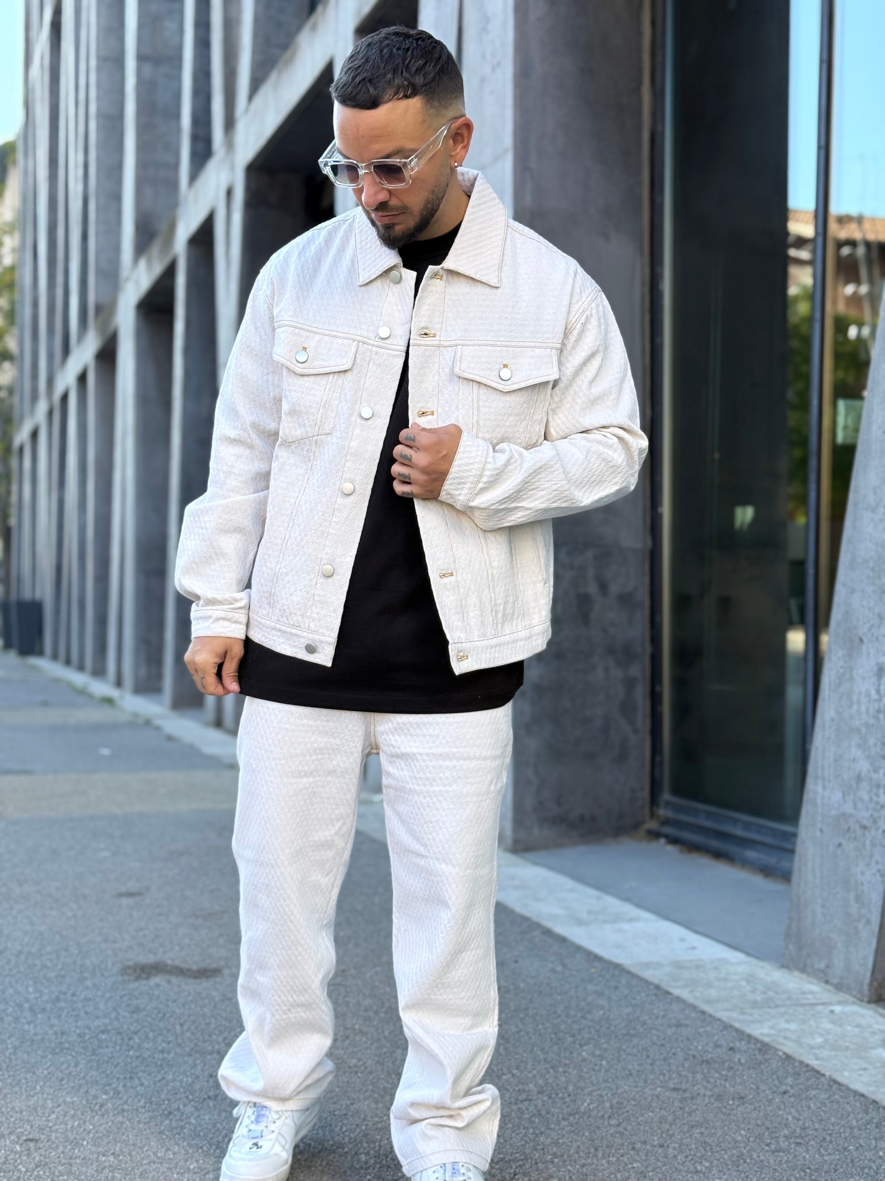 Ensemble veste + pantalon Denim beige