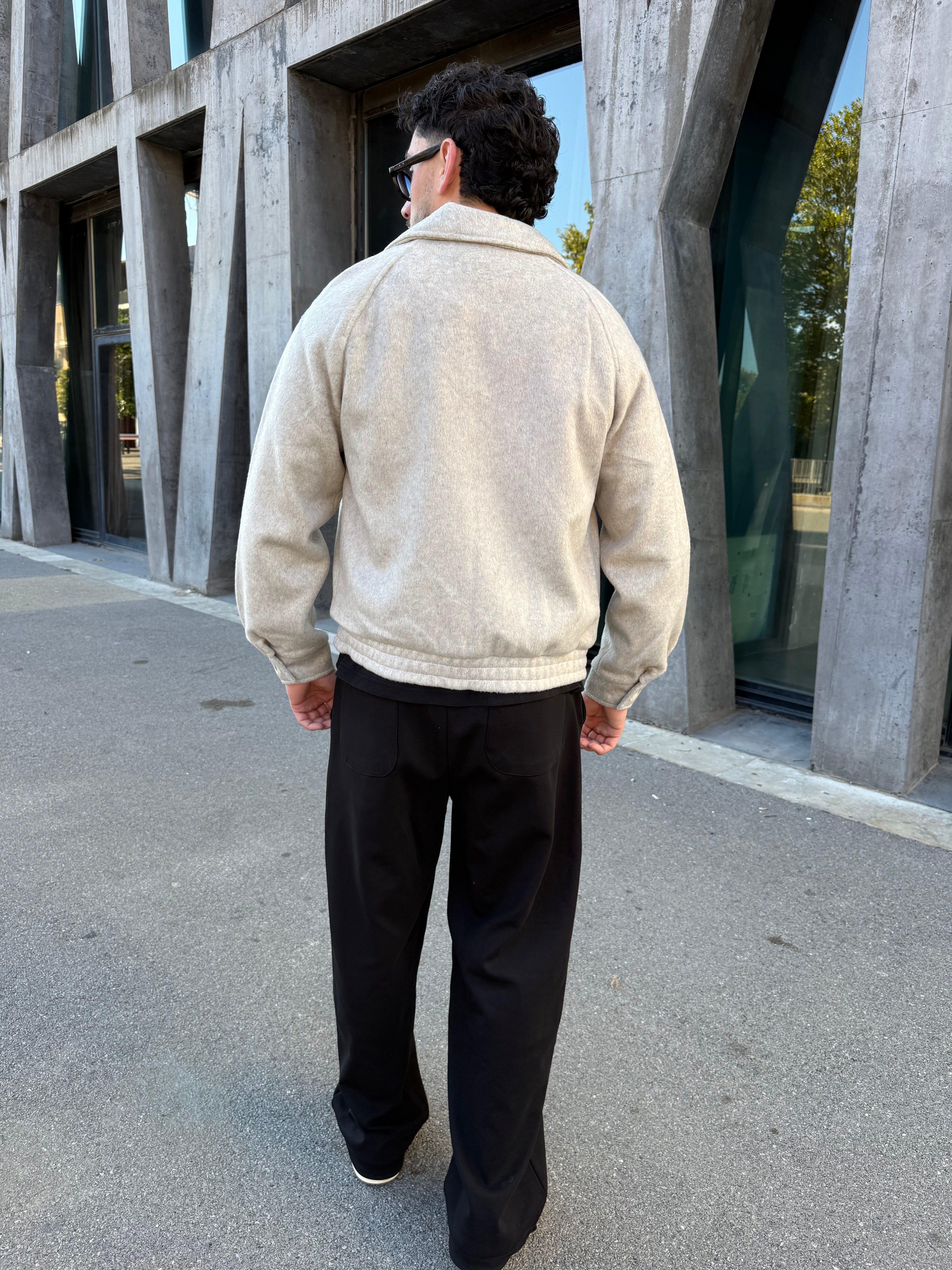 Veste zipée beige en laine