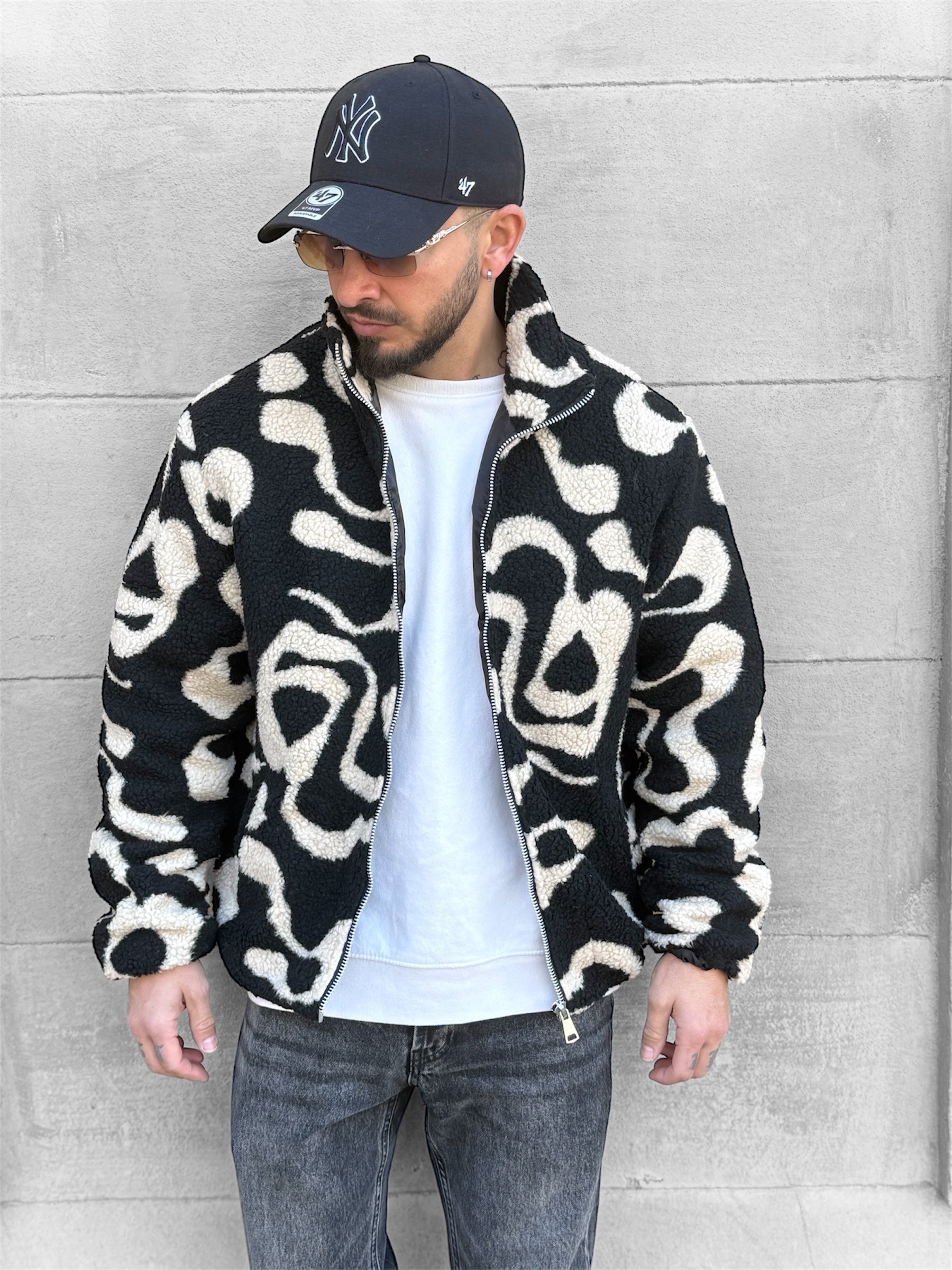 Veste laine beige noir