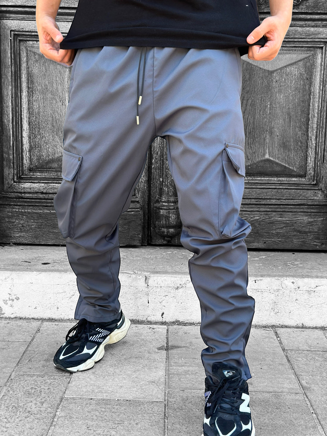 IKAO - Charcoal zip cargo pants #466 