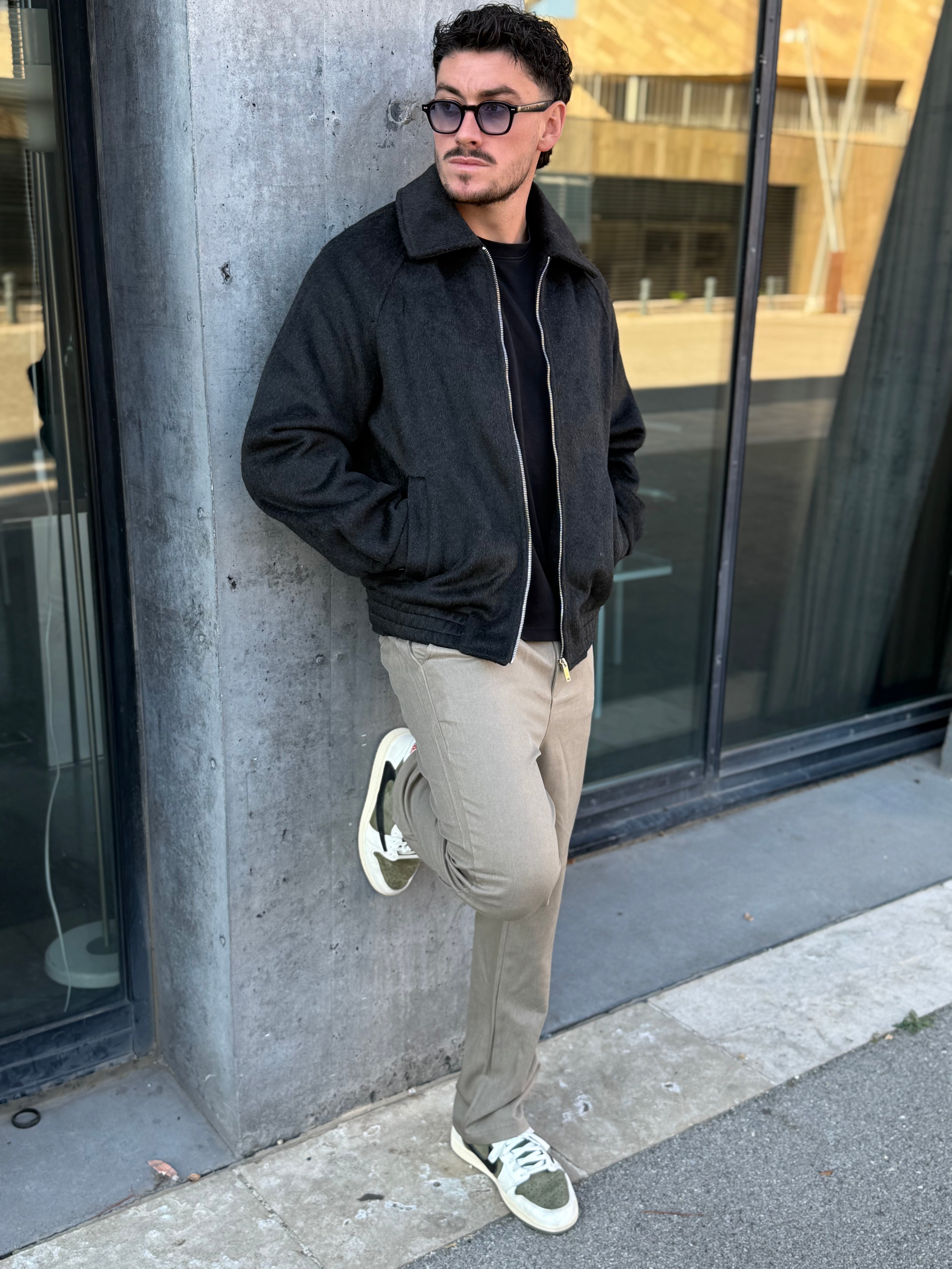 Veste zipée noir en laine