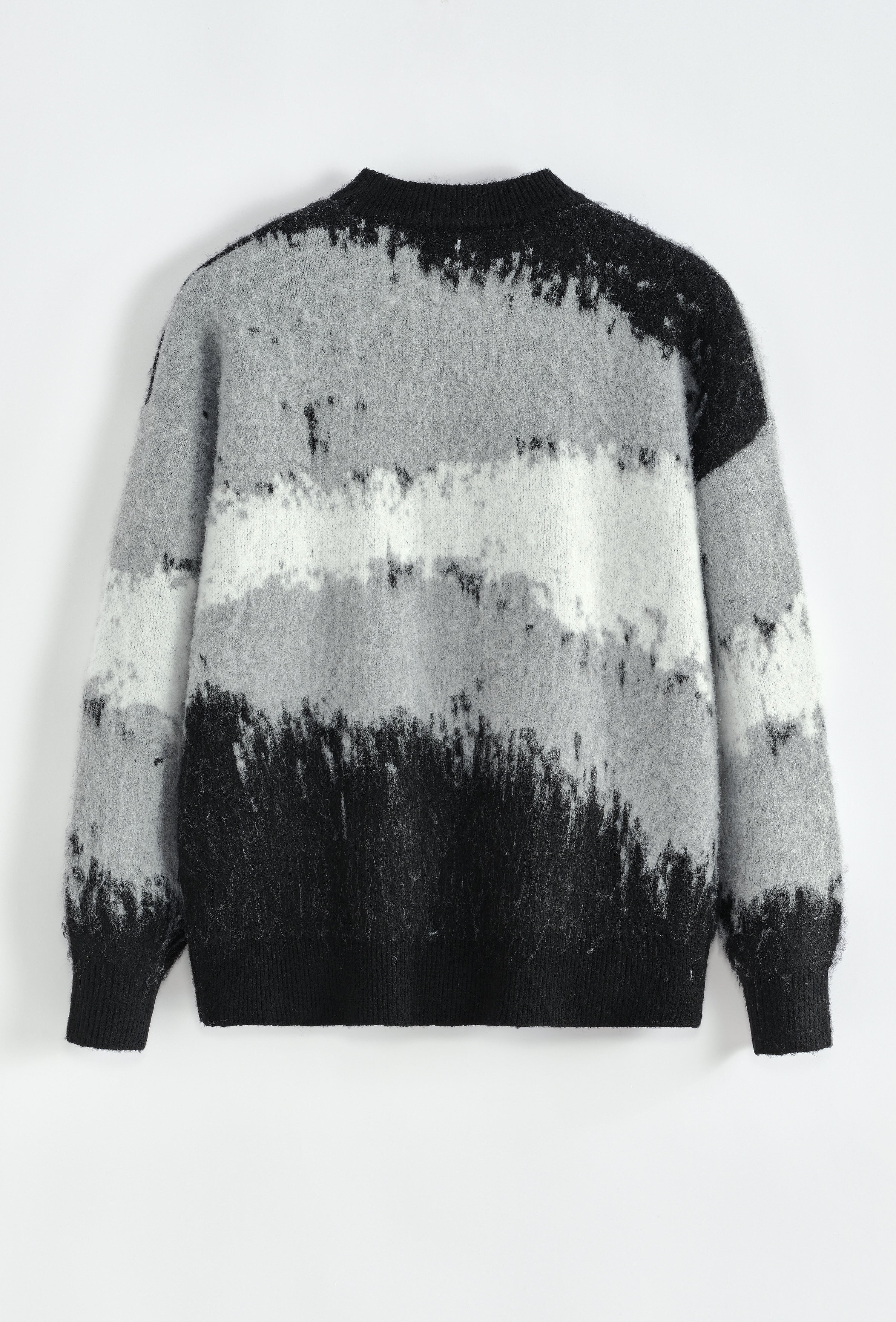 Pull fourrure gris motif noir blanc