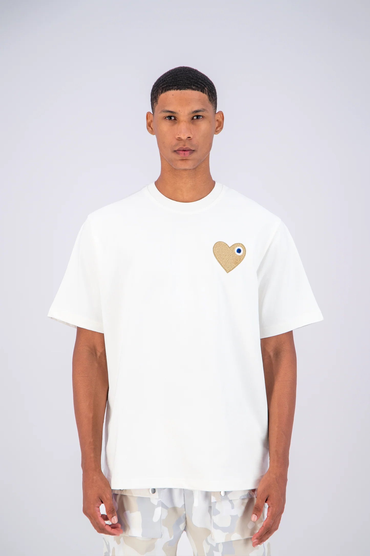 T-shirt Blanc cœur beige