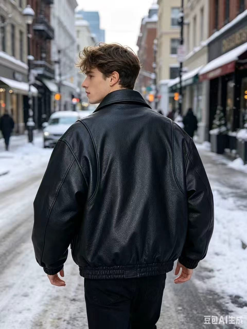 Veste Bomber similicuir noir