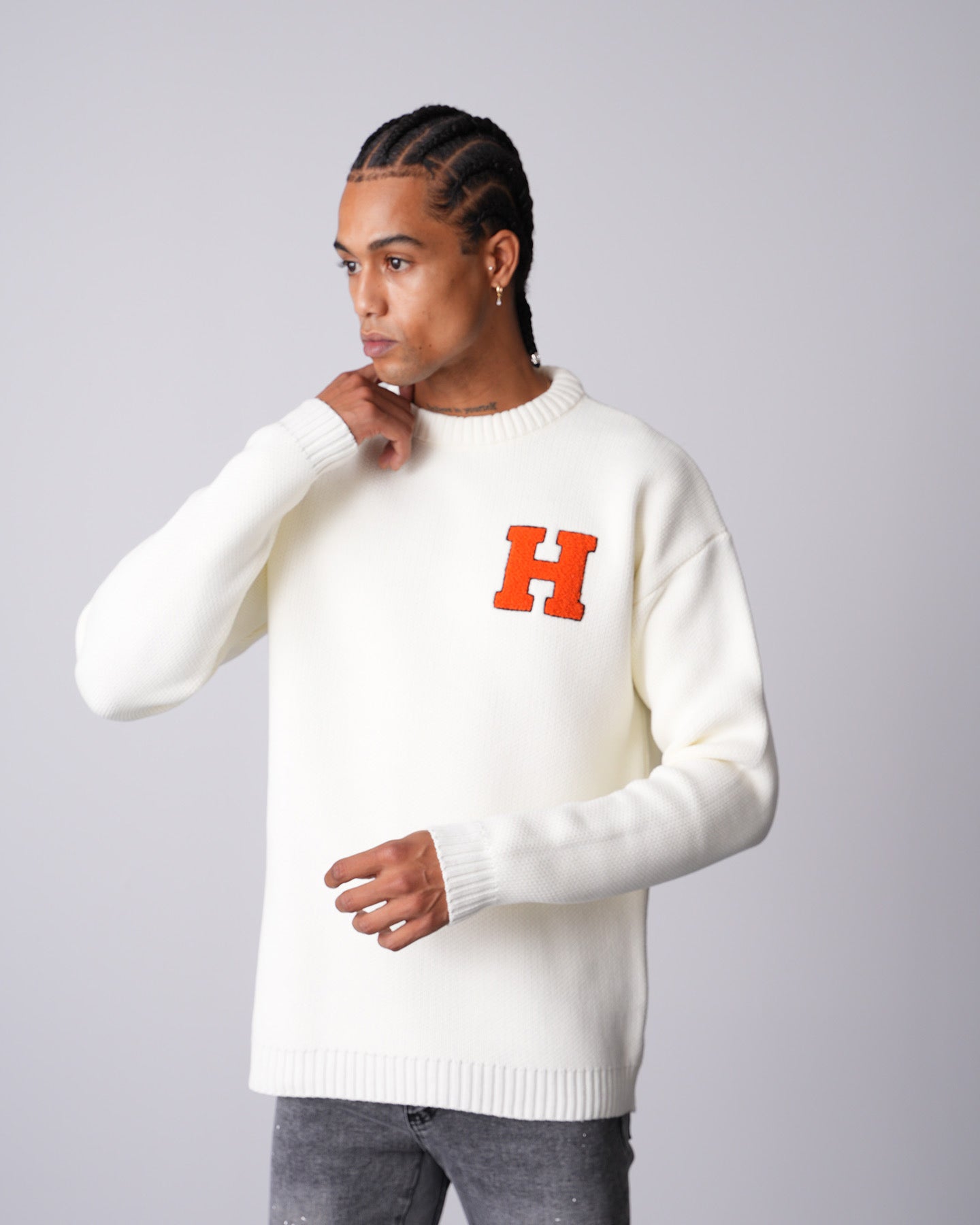Pull maille blanc H