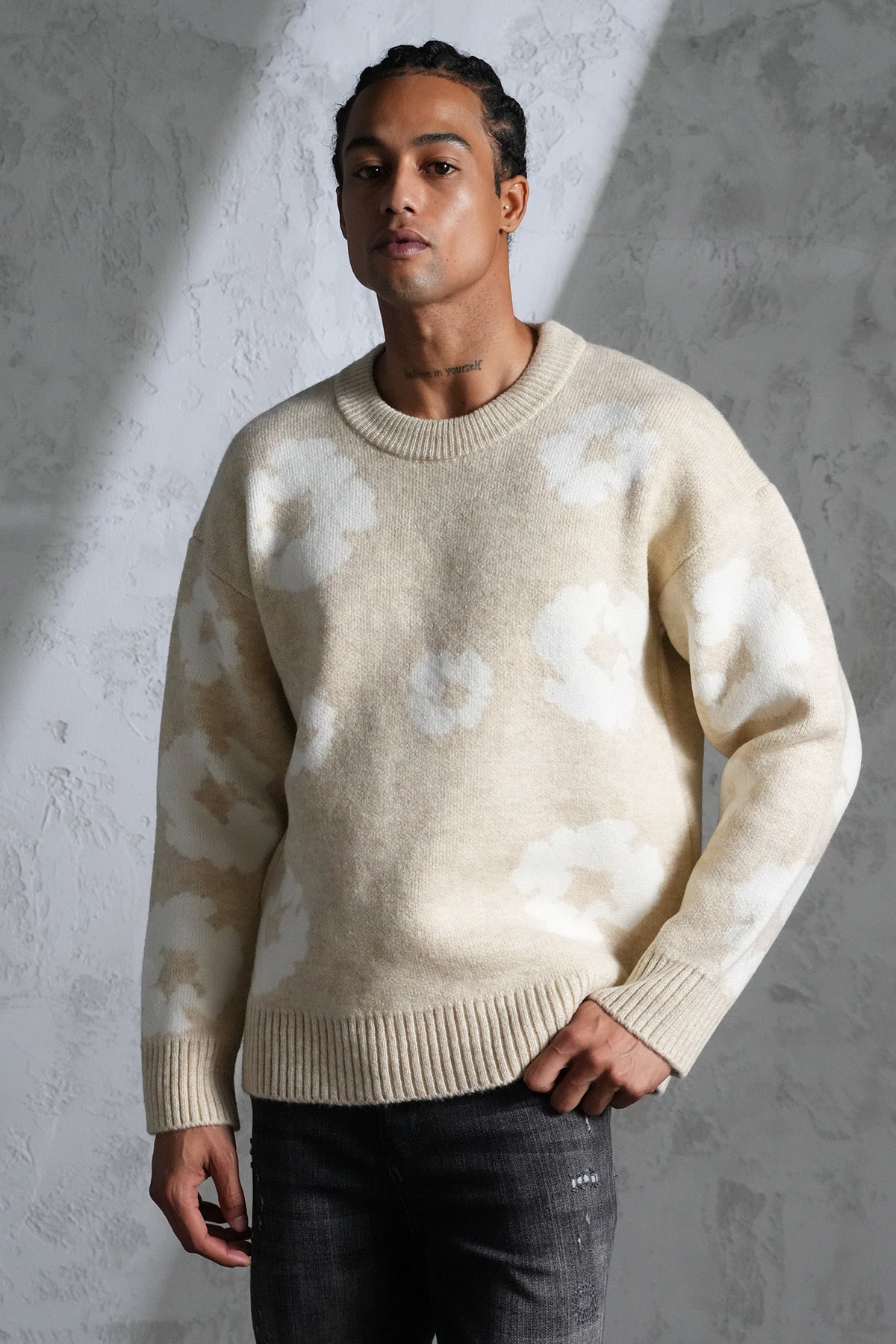 Pull maille Tears beige