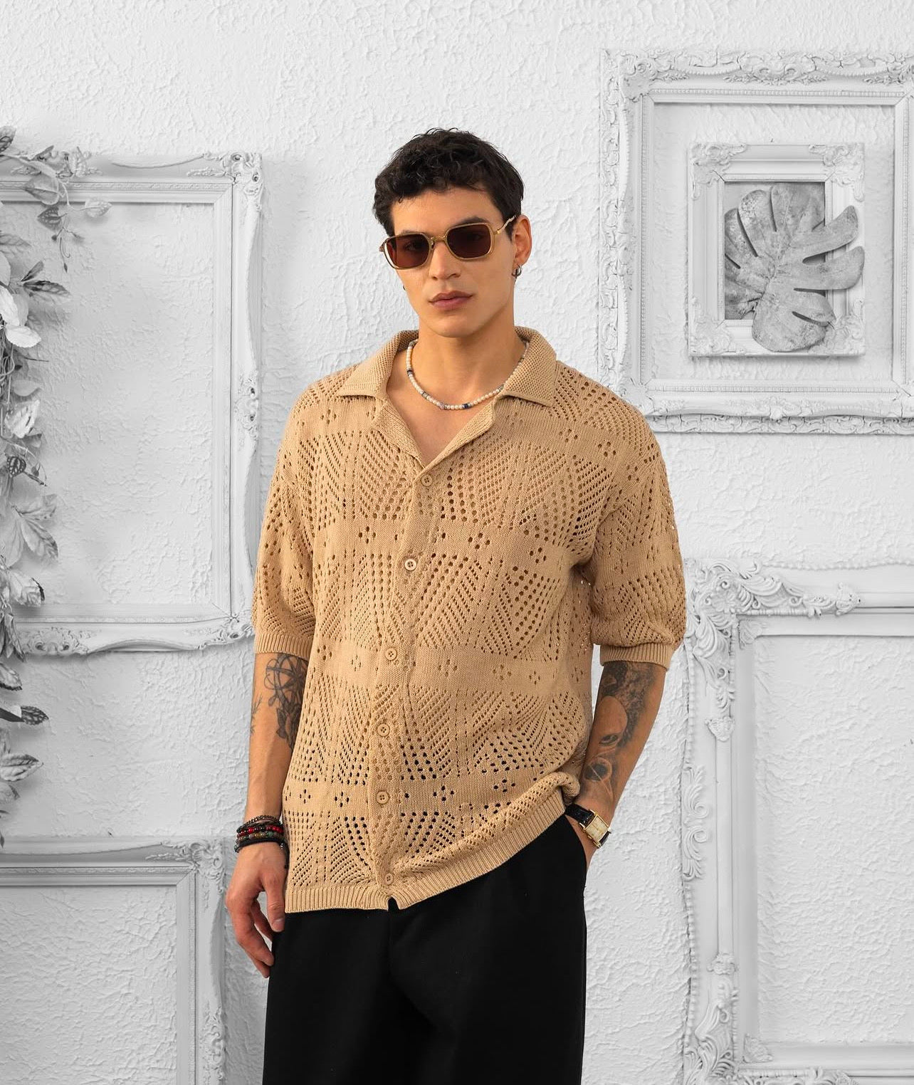 Chemise maille Tulum beige