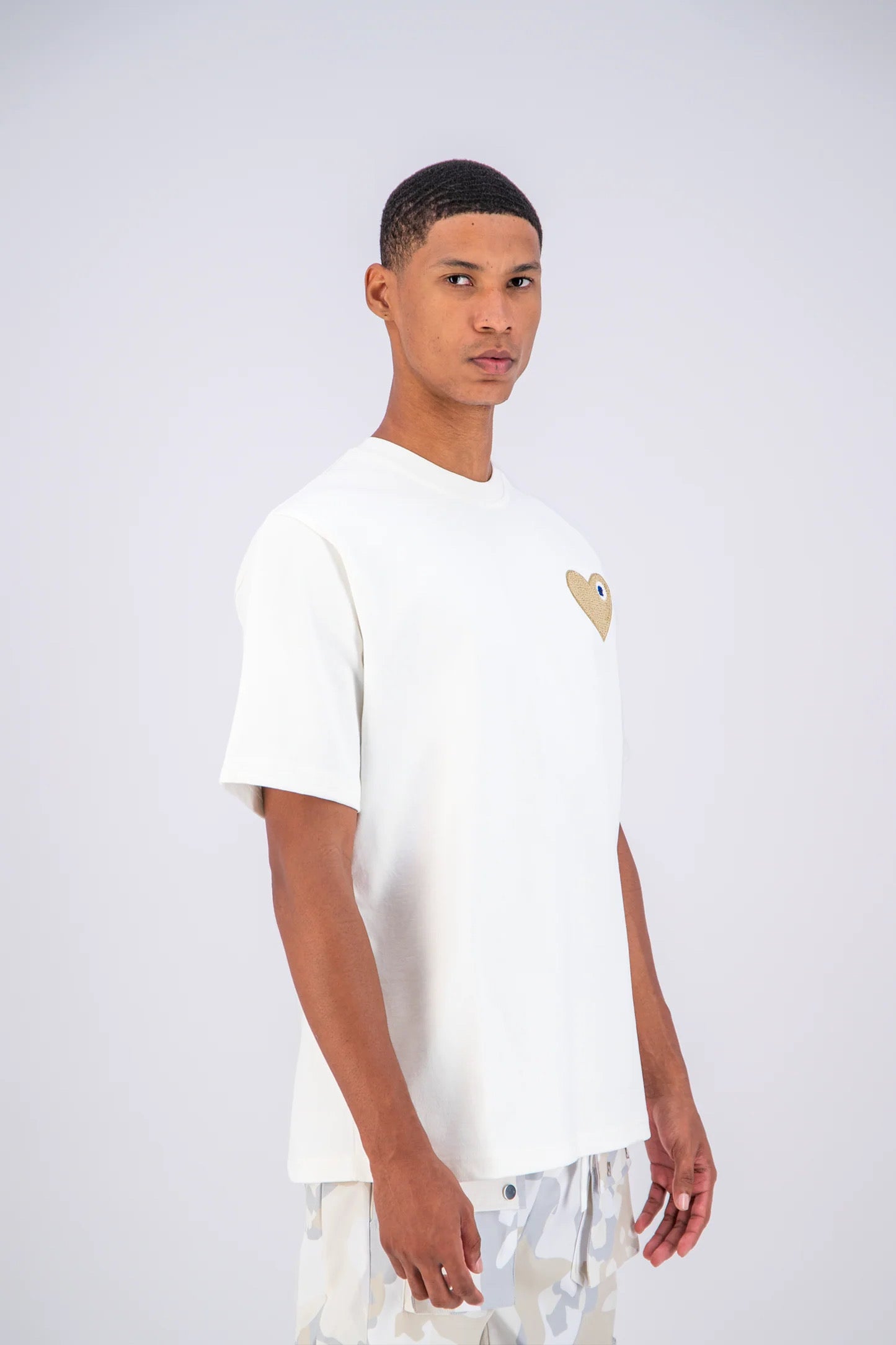 T-shirt Blanc cœur beige
