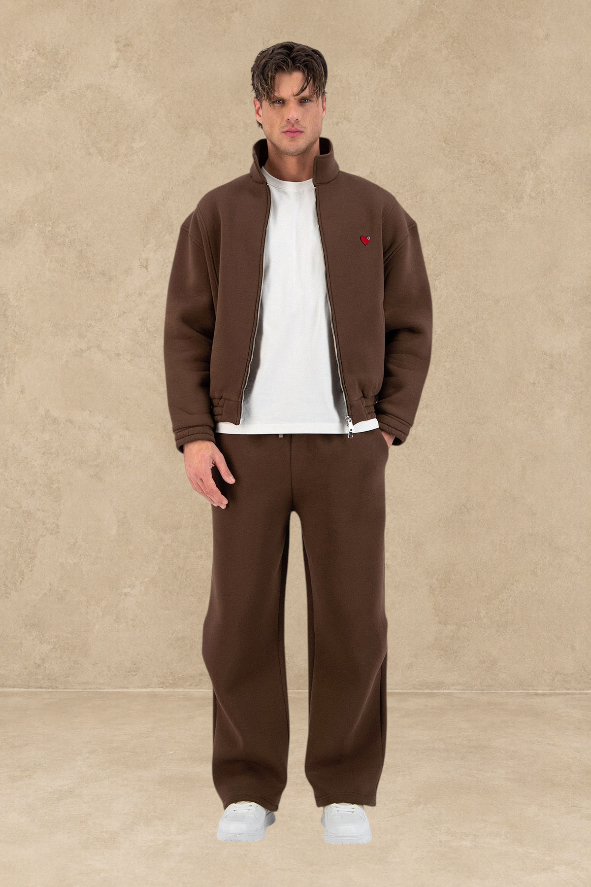 Pantalon jogging marron petit cœur