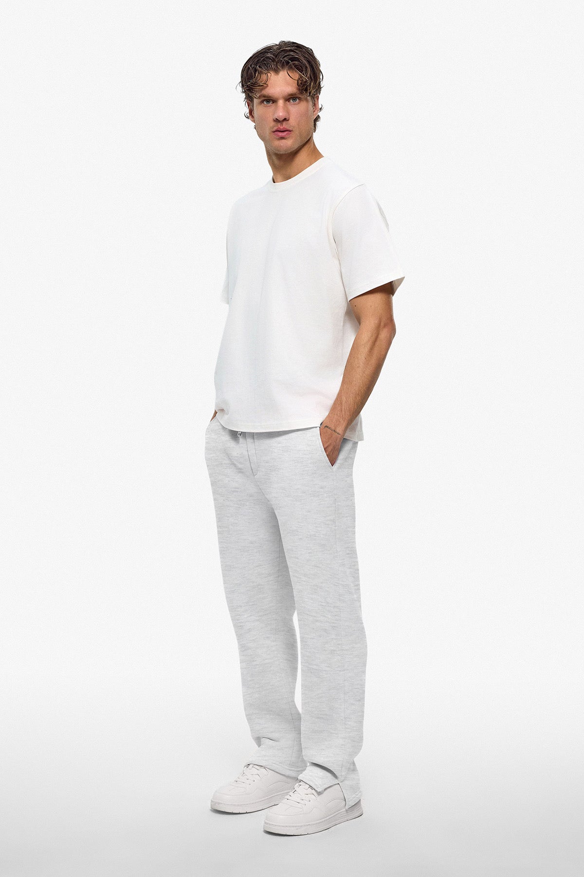 Pantalon jogg fente gris