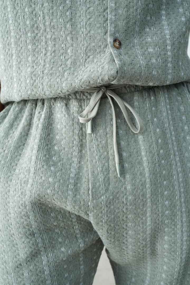 Chemise manche courte à motif vert clair