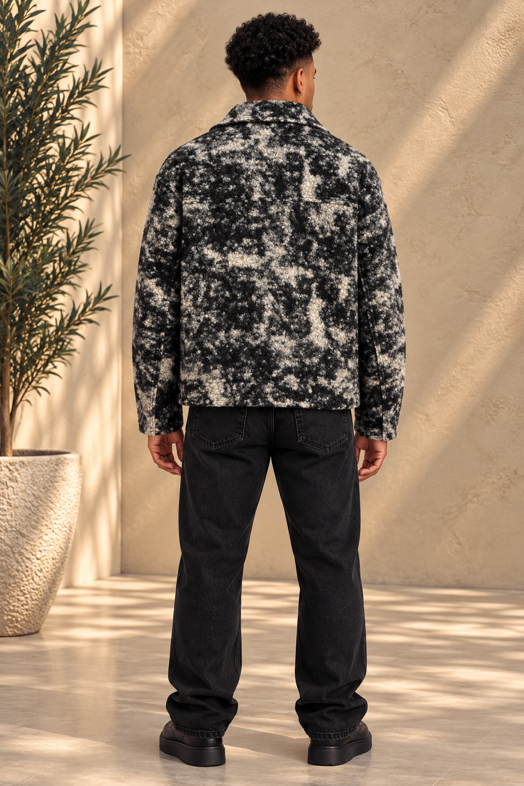 Veste laine bouclée grise
