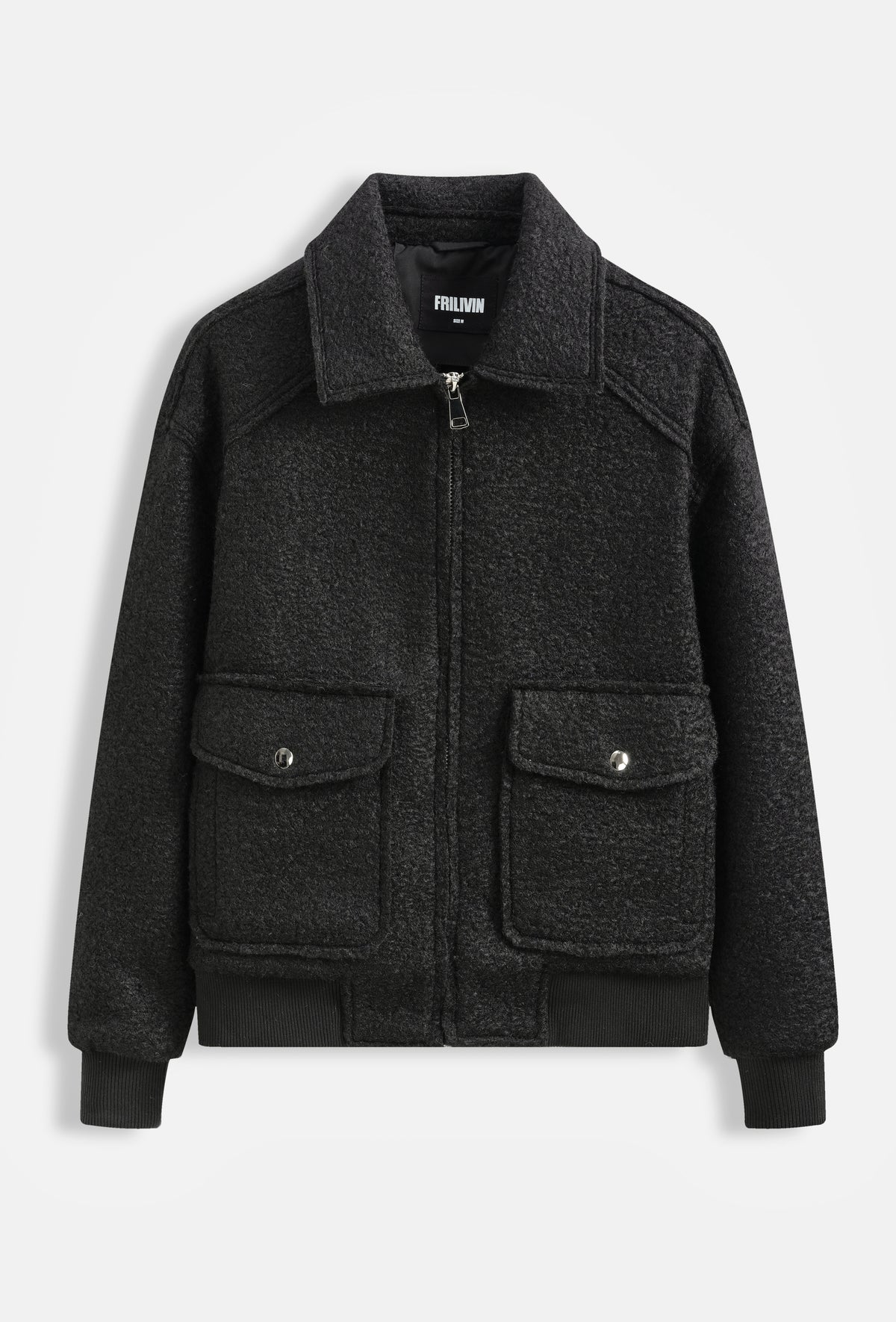Veste laine bouclée noir