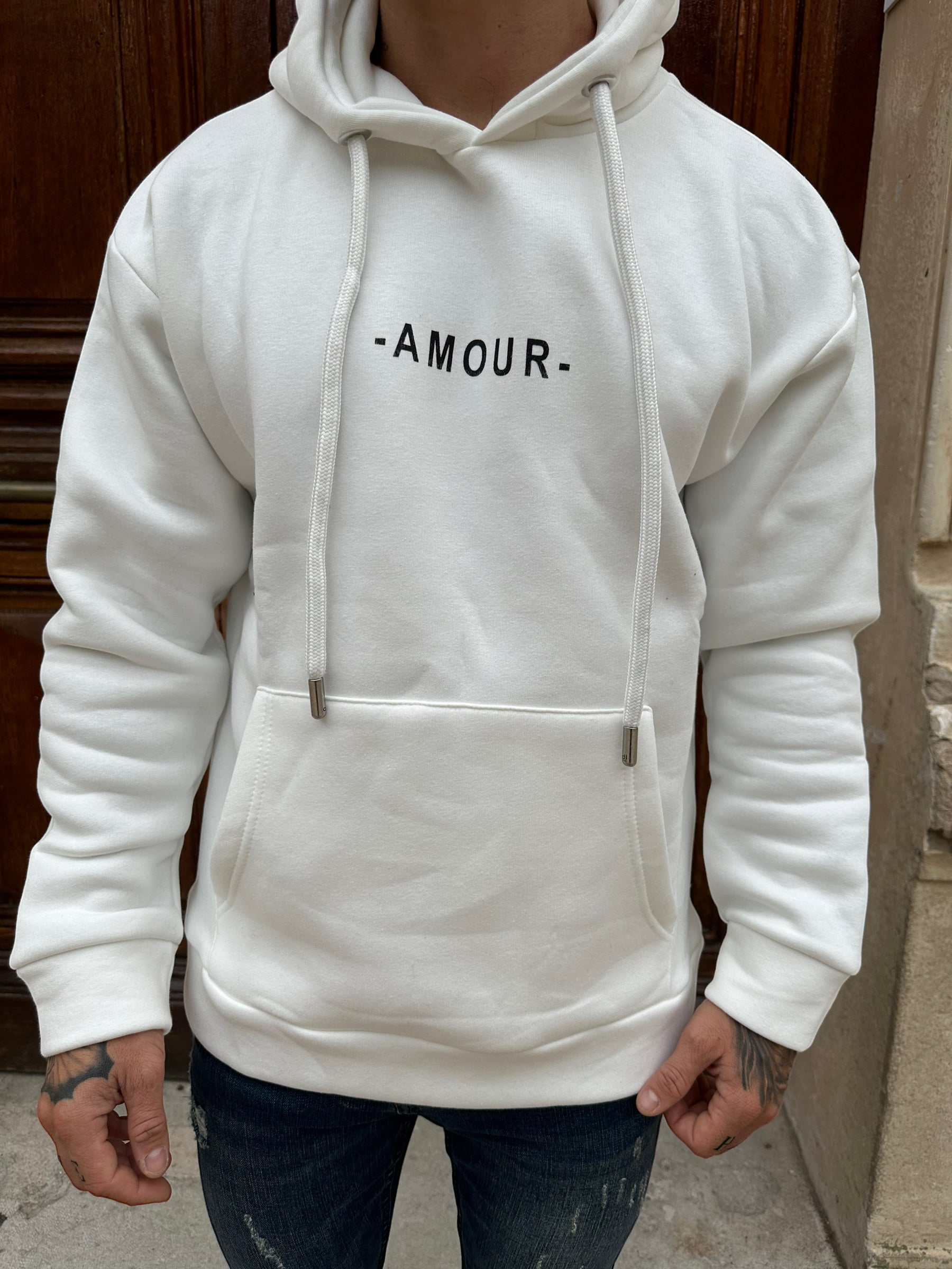 Sweat capuche blanc Amour - Stayin