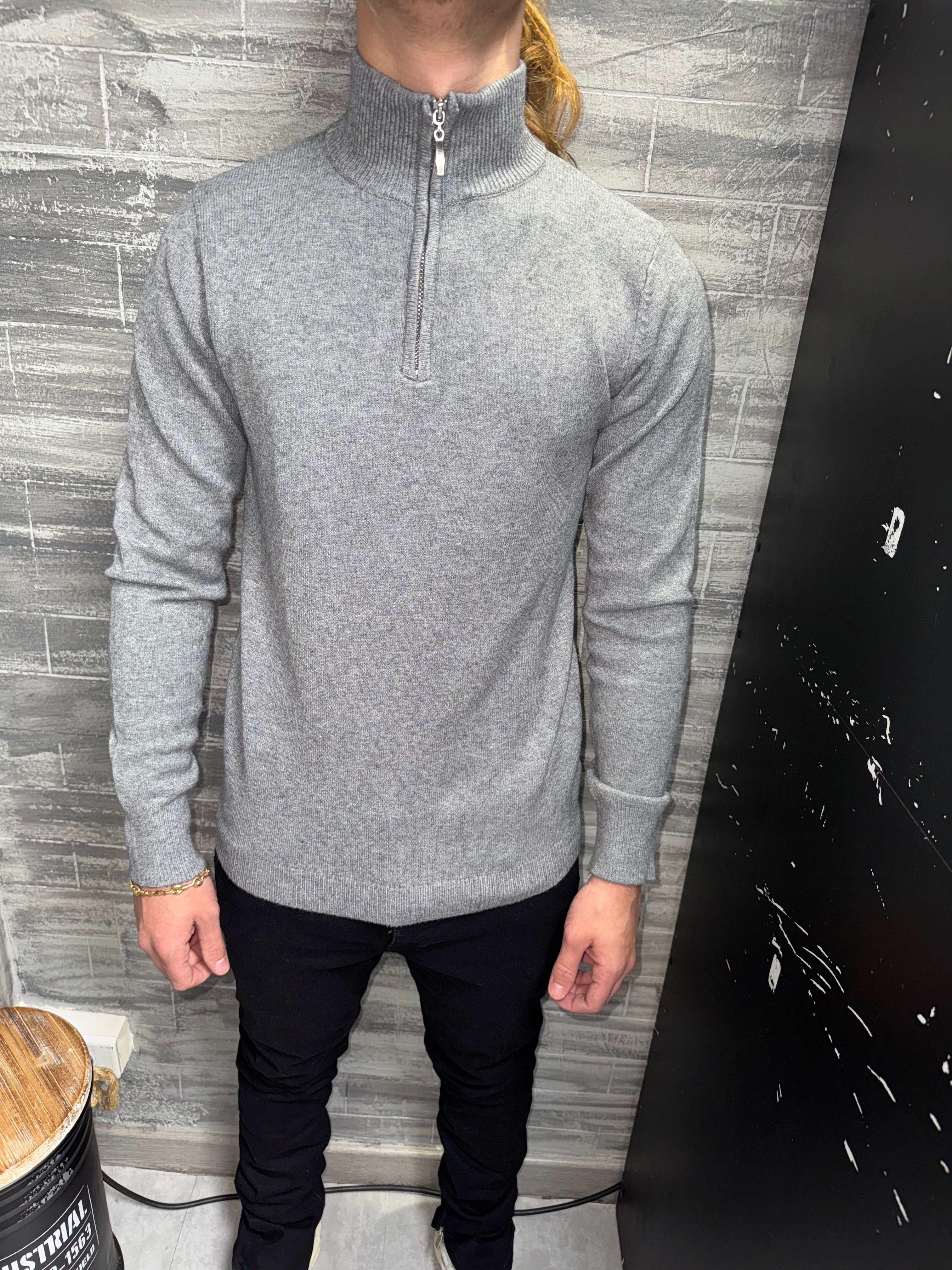 Gray Zip Sweater