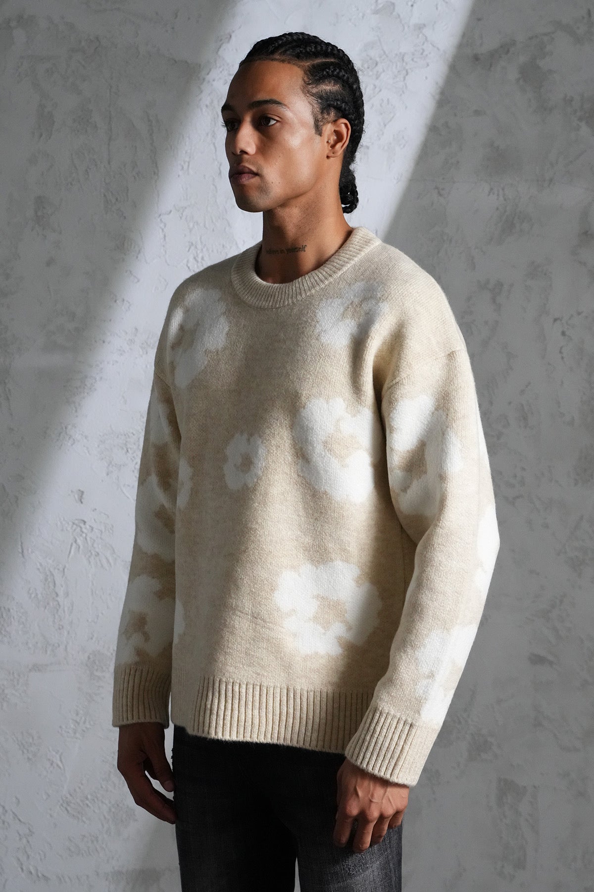 Pull maille Tears beige