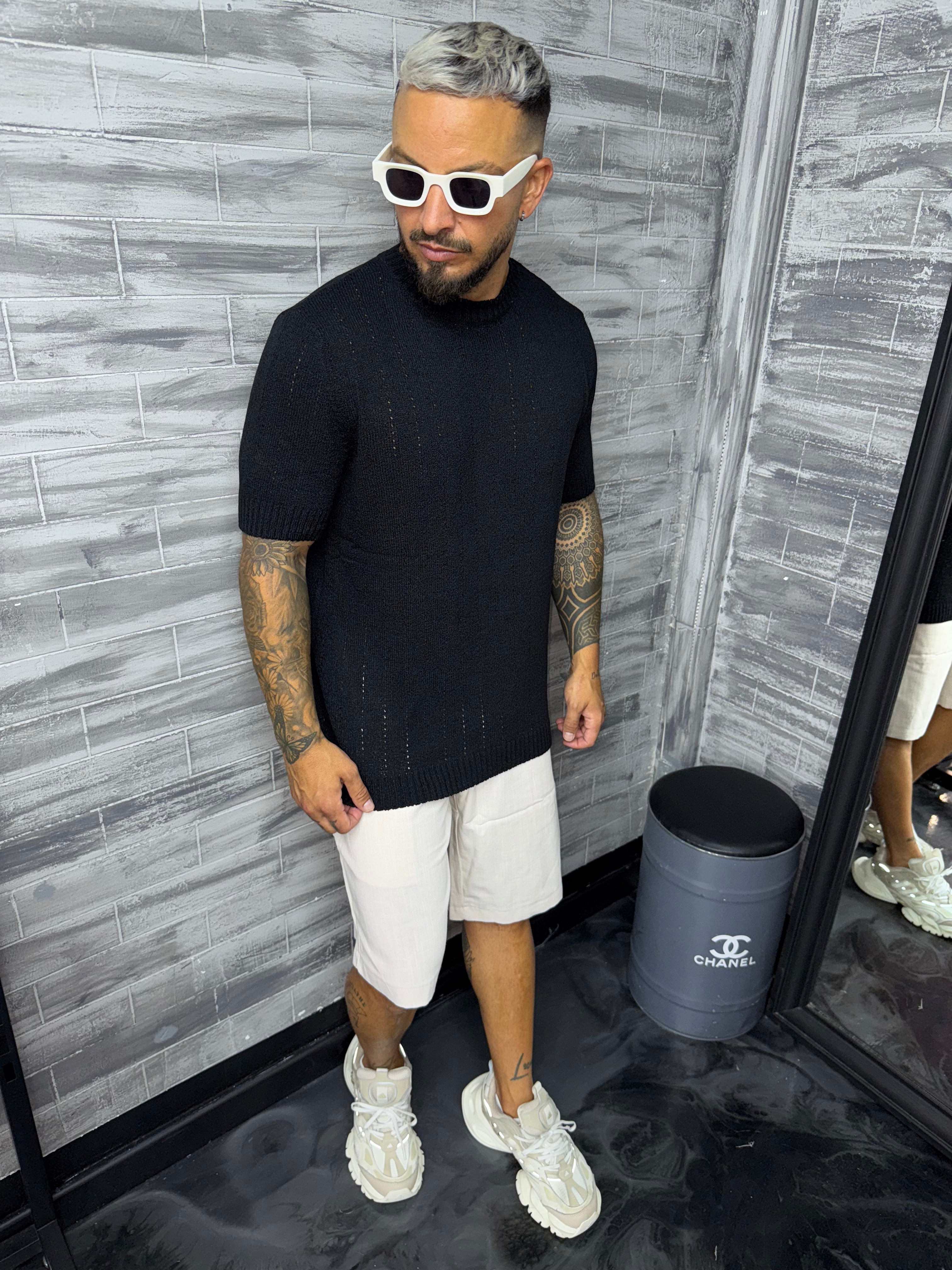 T-shirt maille noir