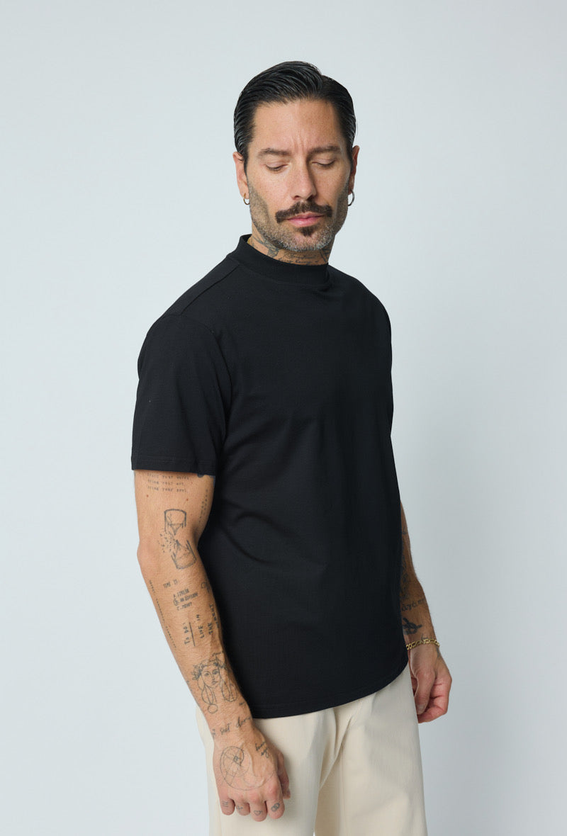 T-shirt col epais noir