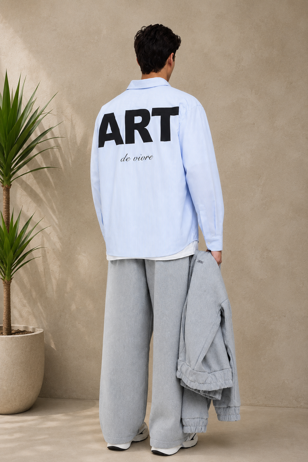 Chemise manche longue ART bleu / blanc