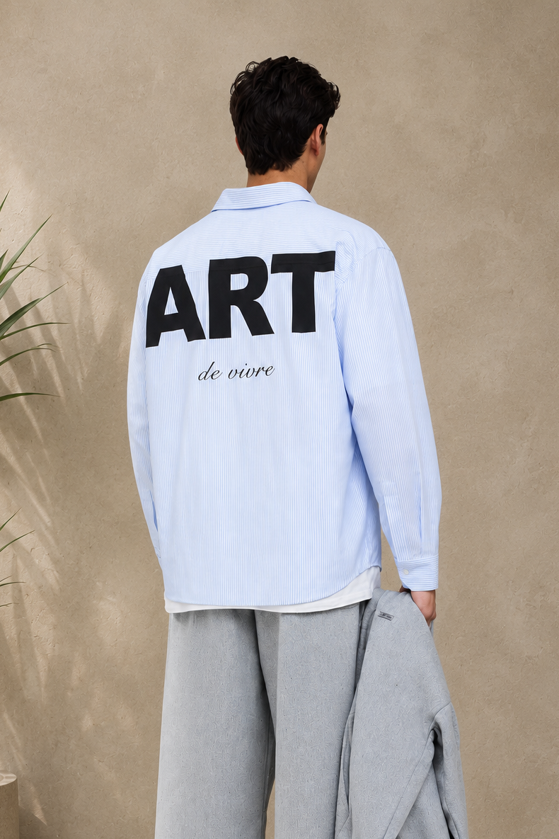 Chemise manche longue ART bleu / blanc