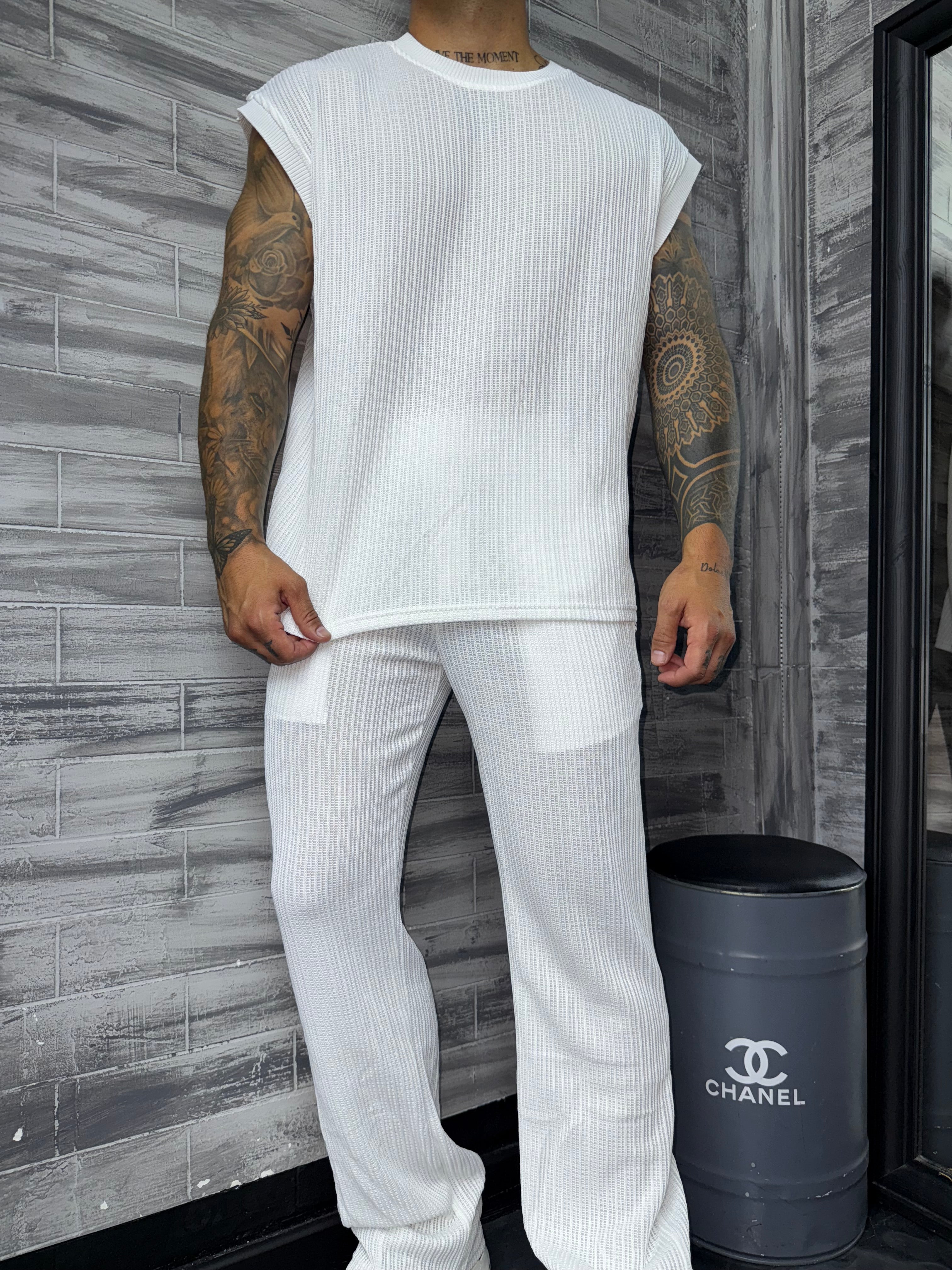 Ensemble pantalon + débardeur blanc