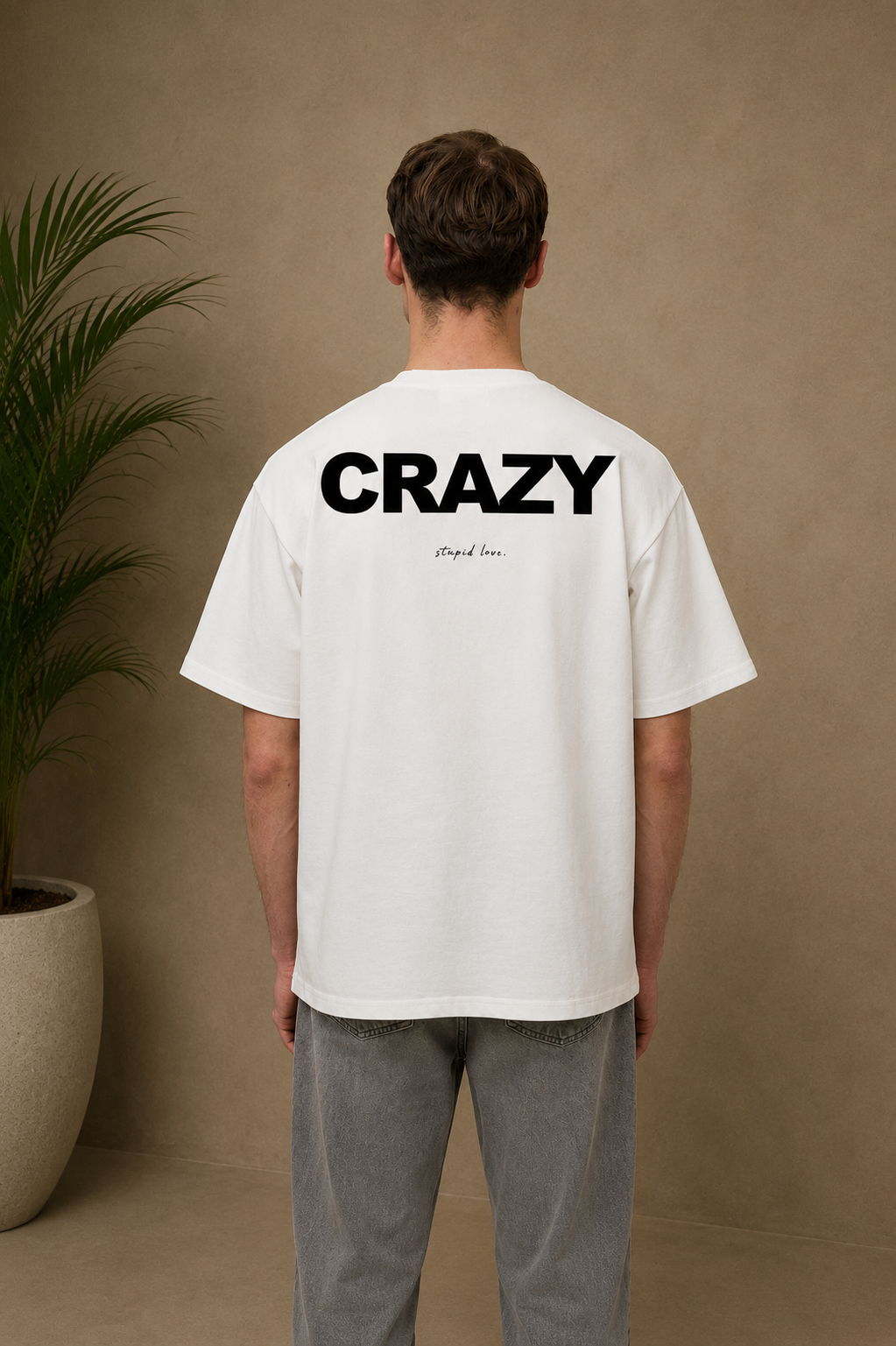 T-shirt Crazy blanc
