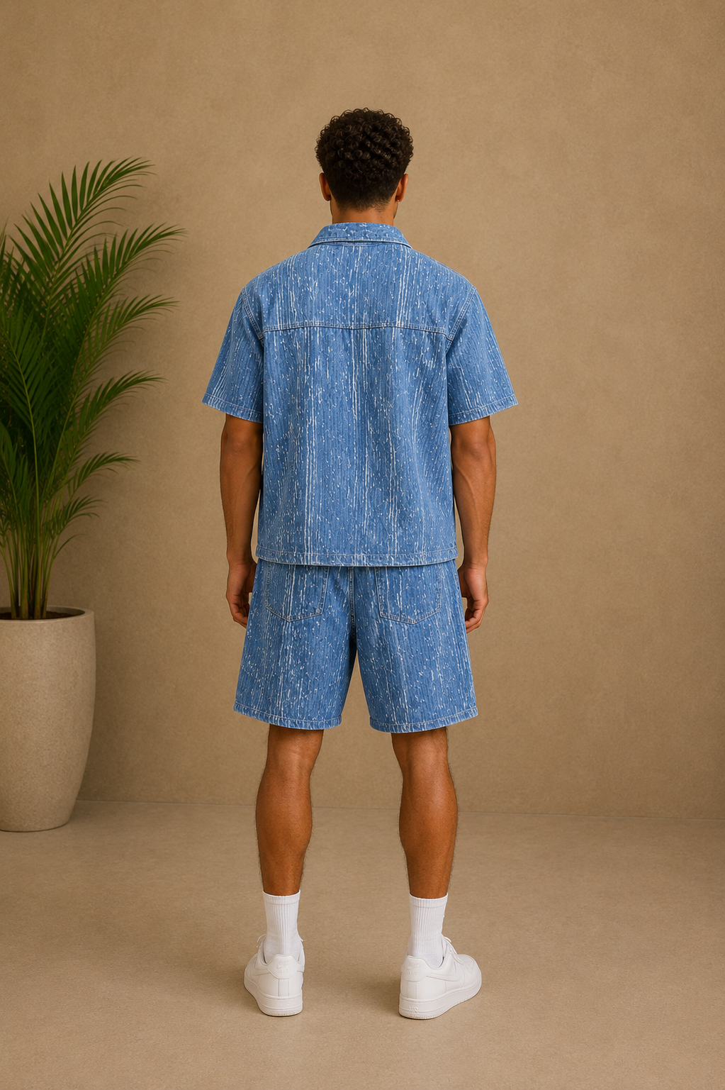 Ensemble short et chemise jean bleu destroy