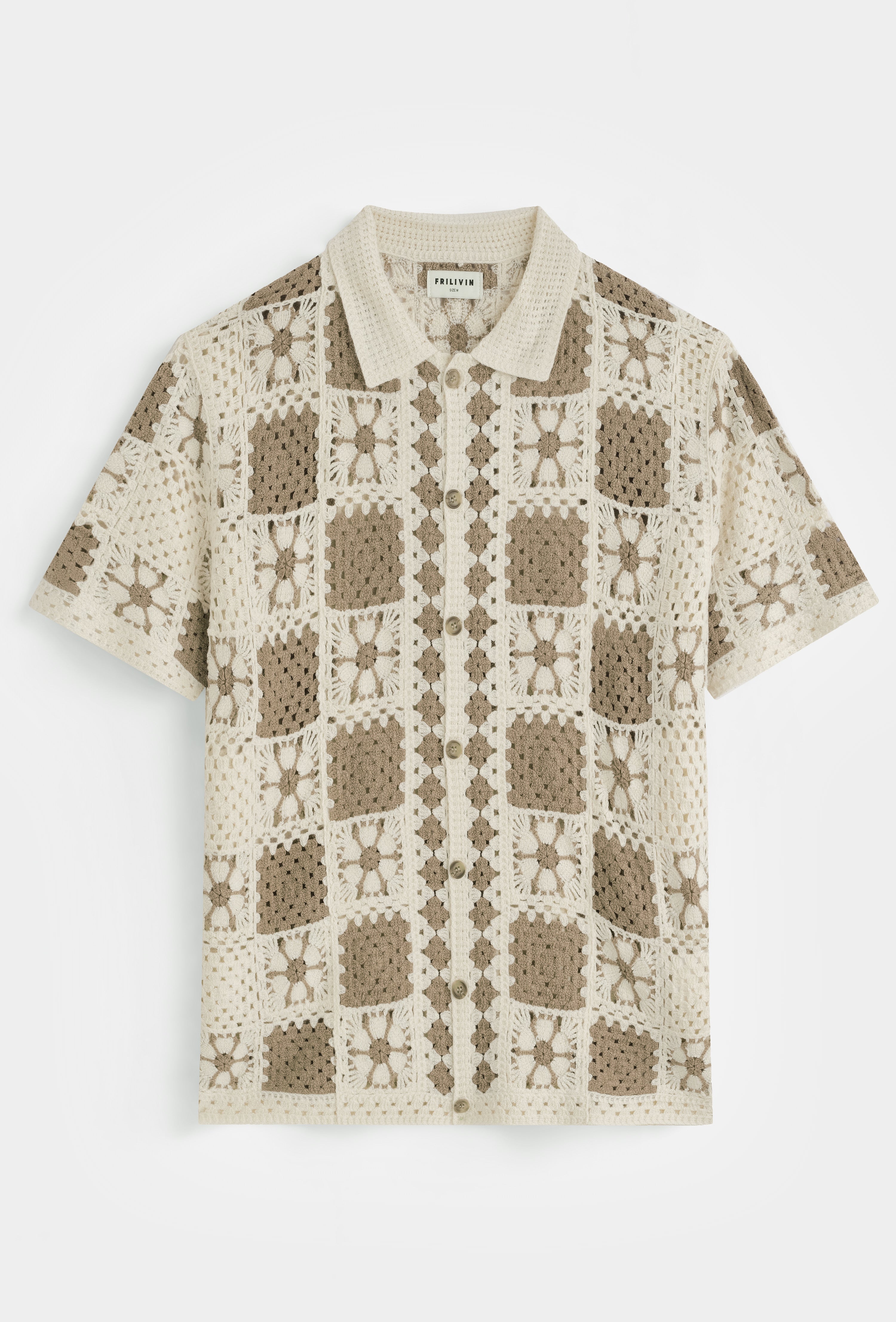 Chemise crochet beige / marron