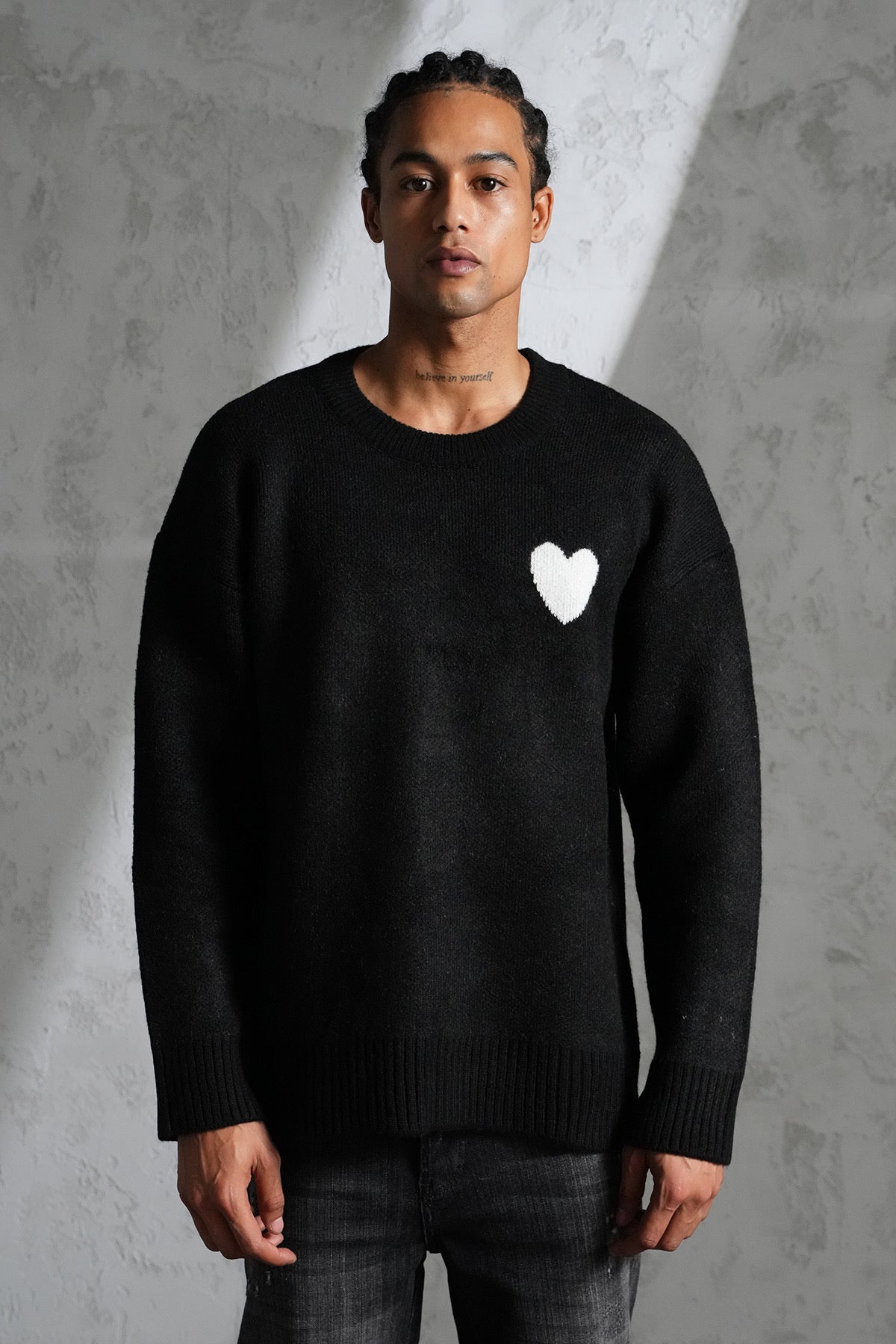 Pull maille noir Cœur
