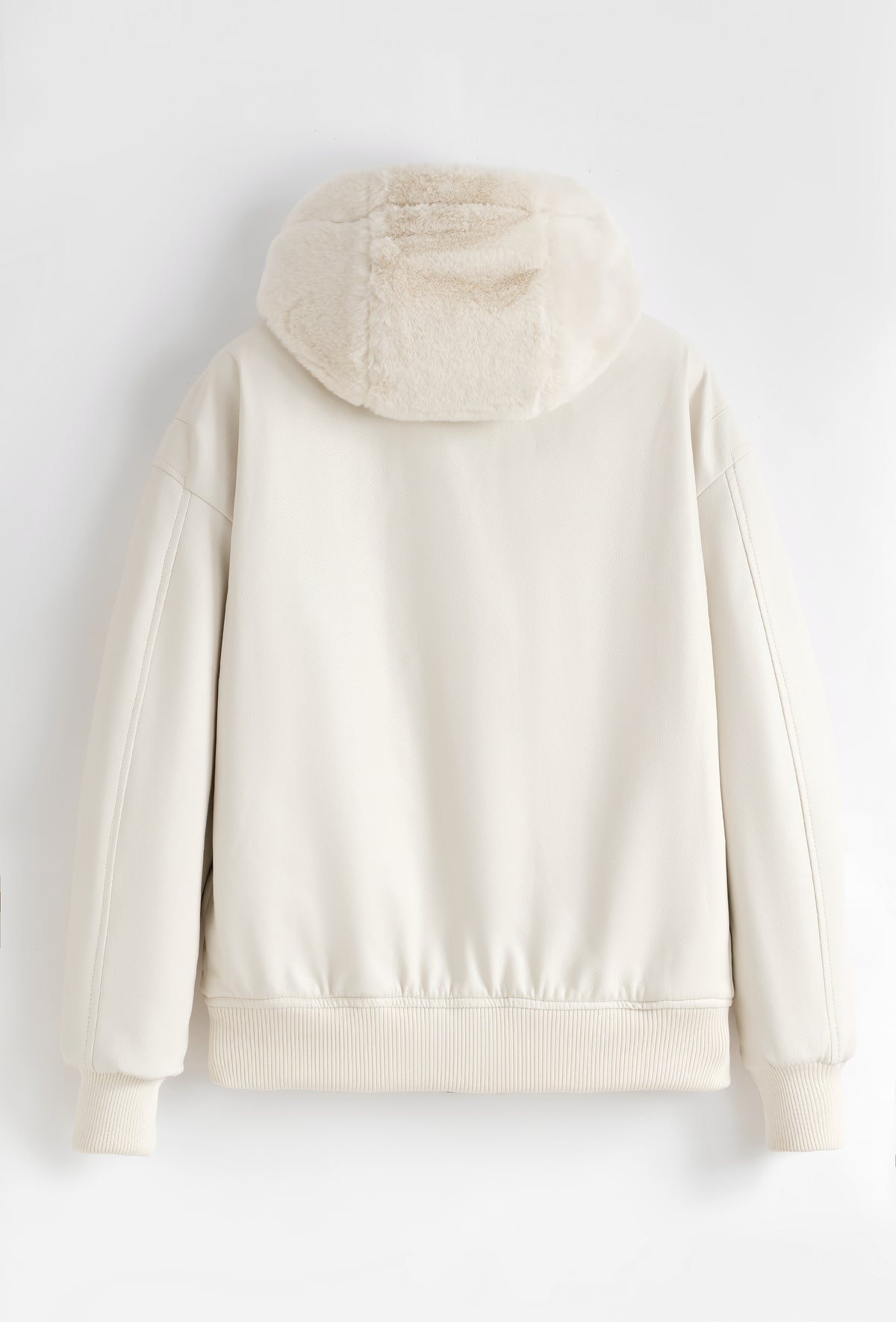 Veste bomber crème réversible similicuir / fourrure