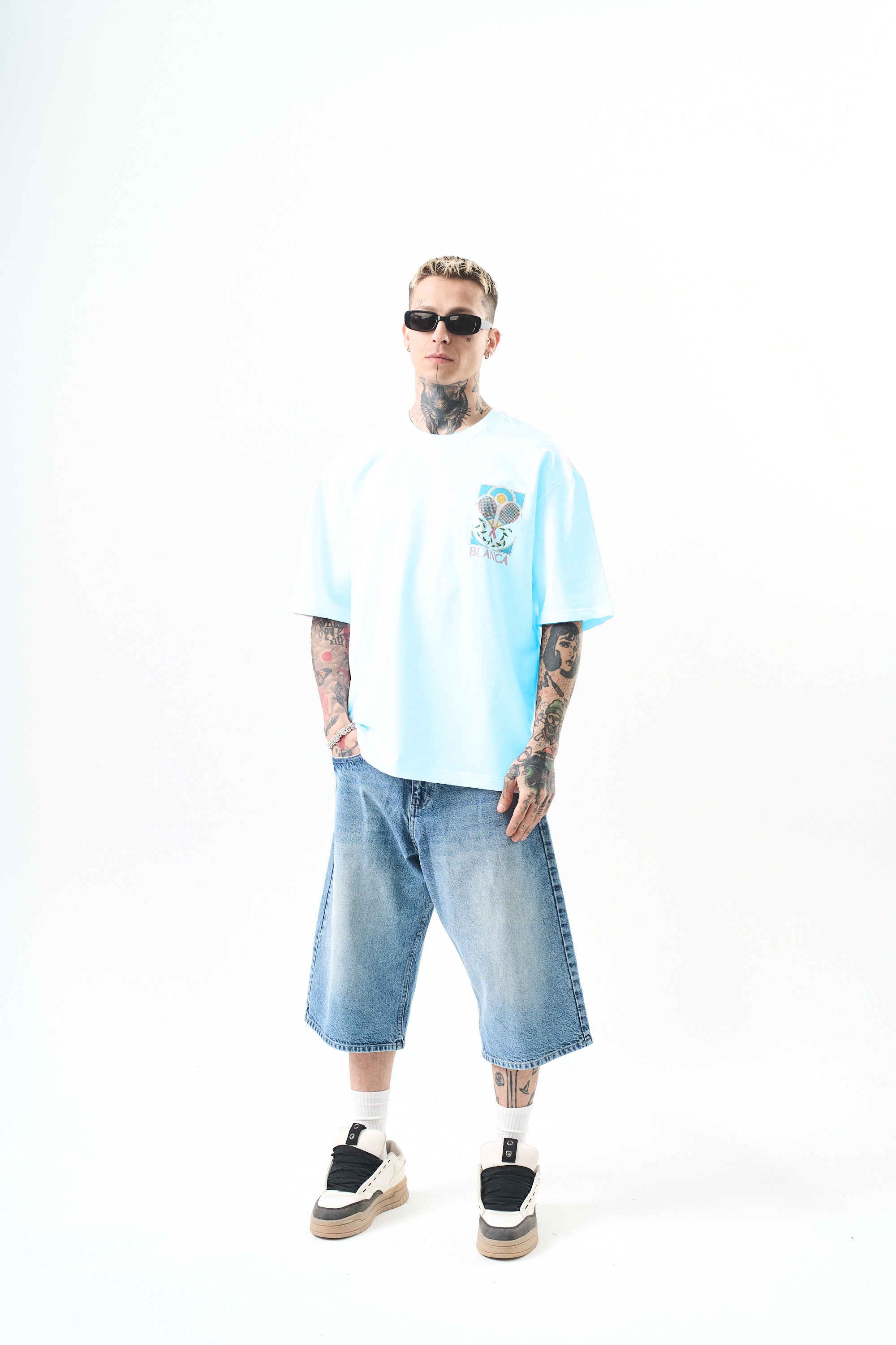 T-shirt Blanca raquette bleu