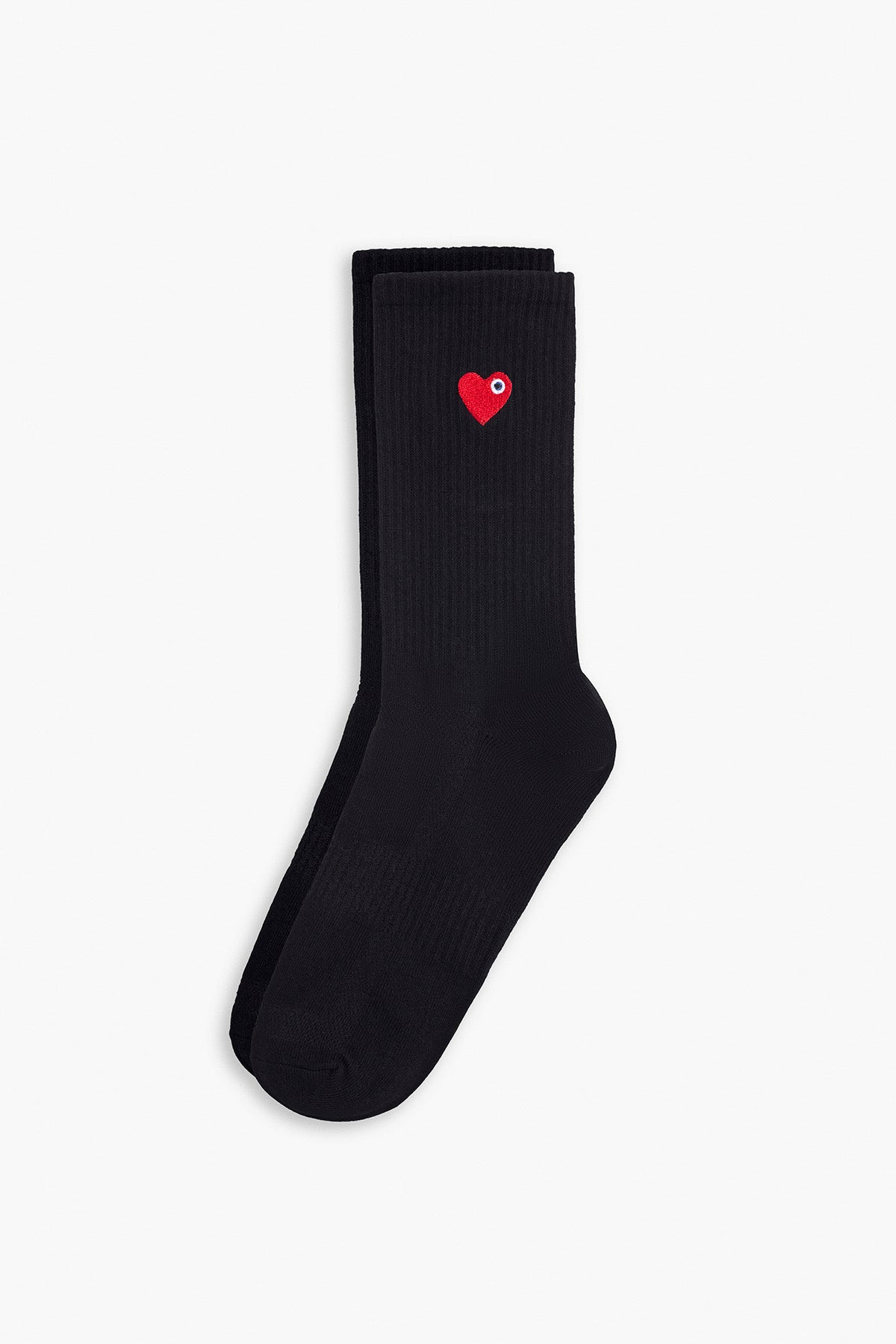 ADJ Chaussettes noir cœur rouge