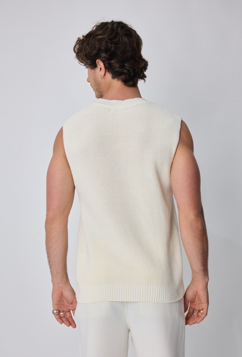 Débardeur maille épais blanc cassé
