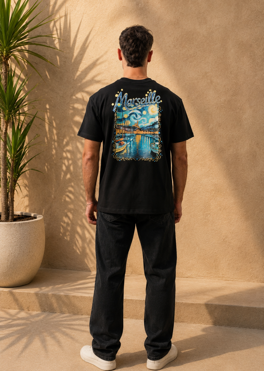 T-shirt noir Marseille noir