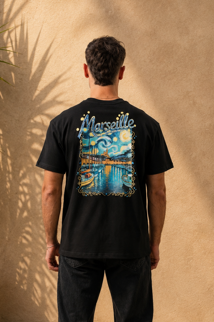 T-shirt noir Marseille noir