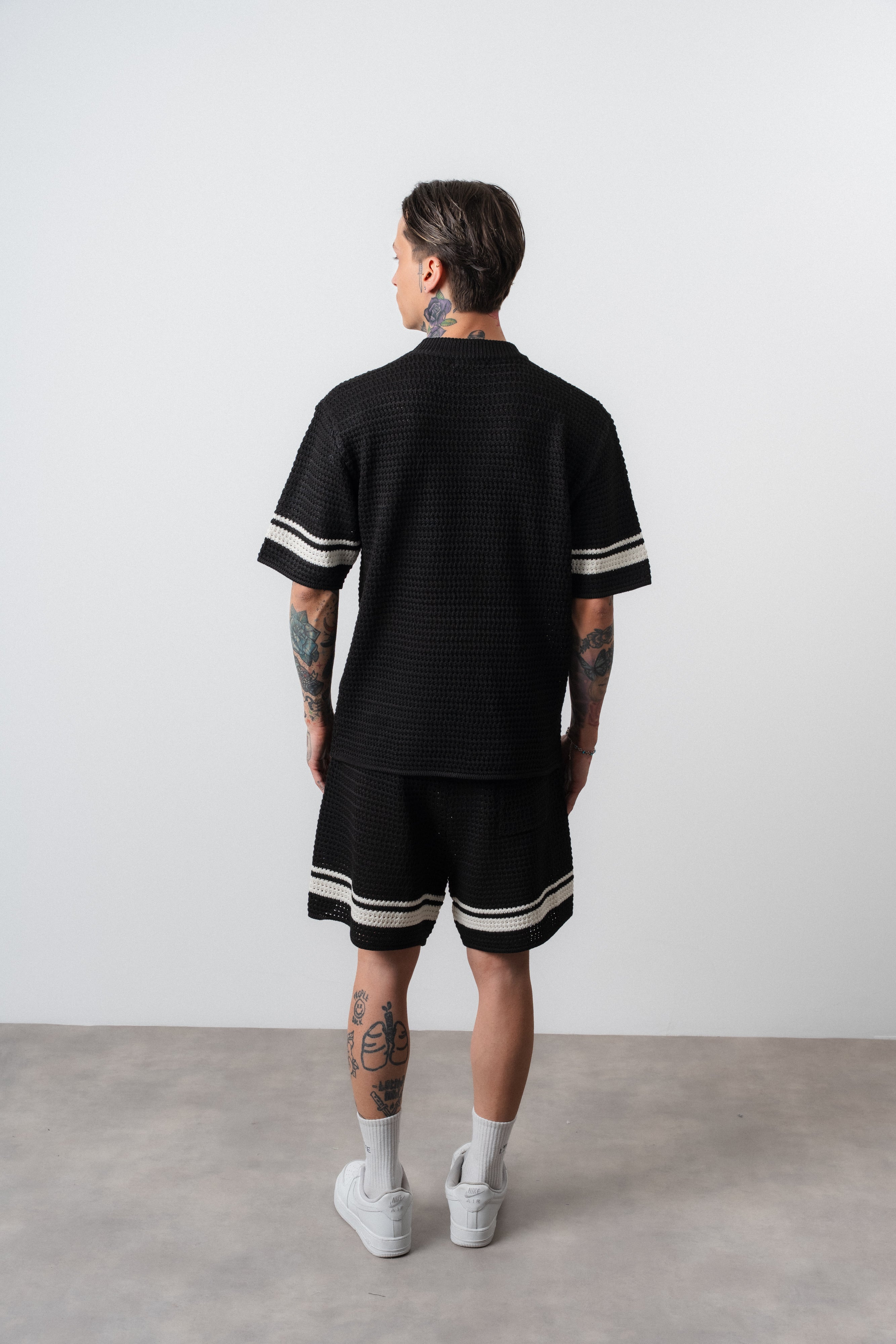 Ensemble short t-shirt maille noir