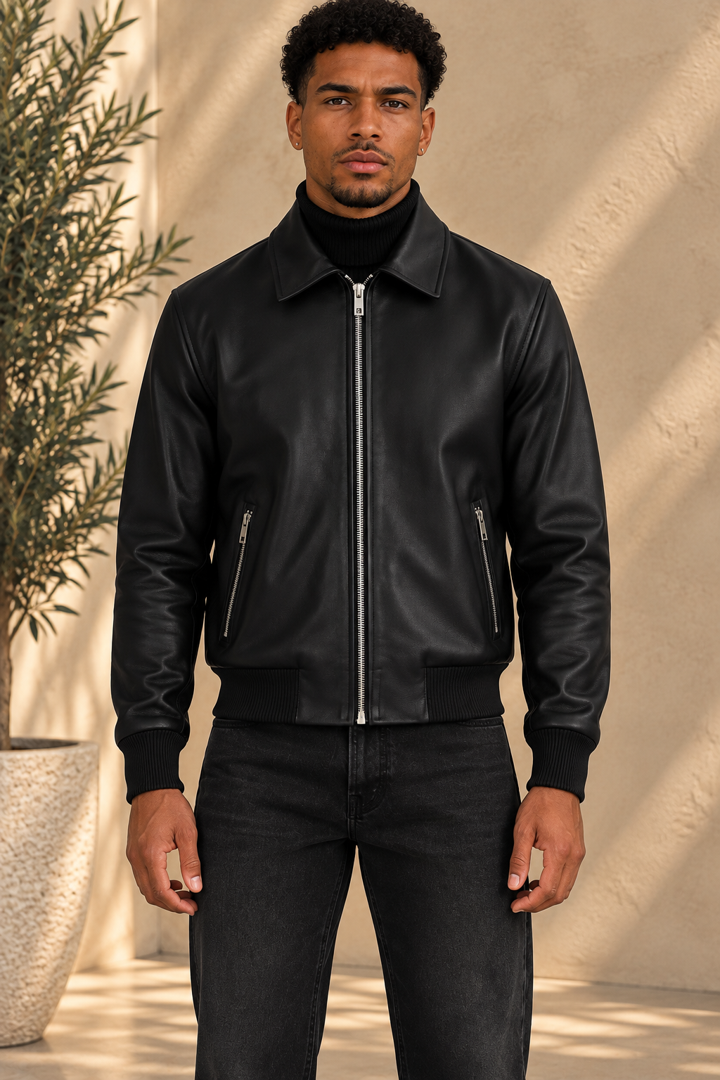 Veste similicuir noire