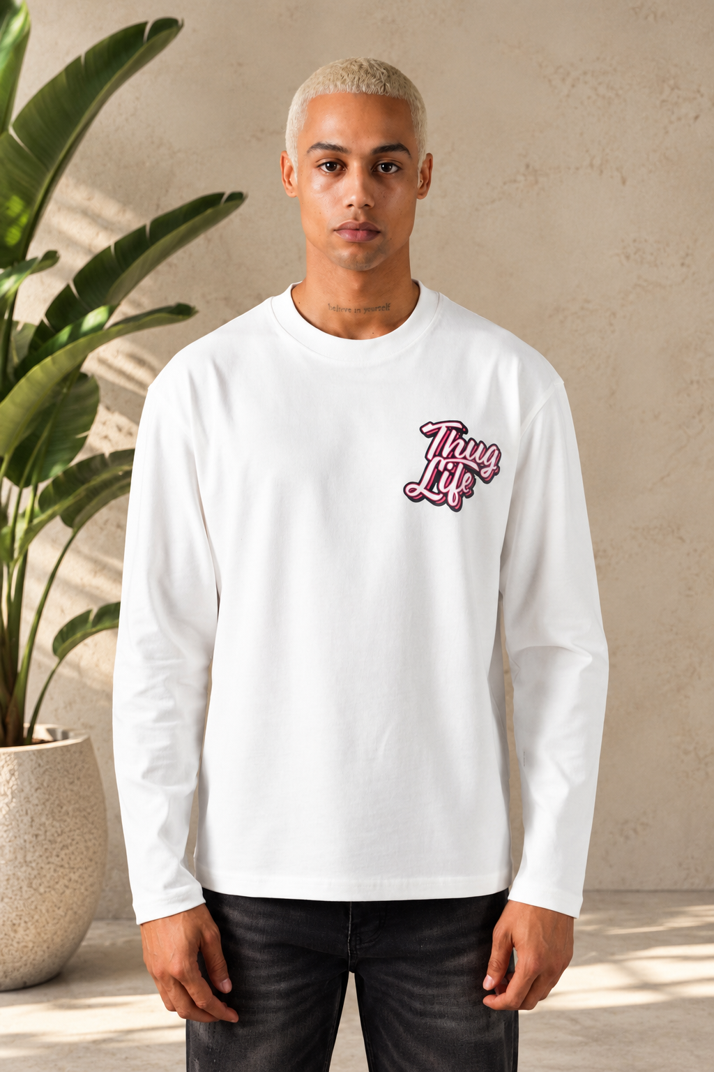 T-Shirt manche longue Thug blanc