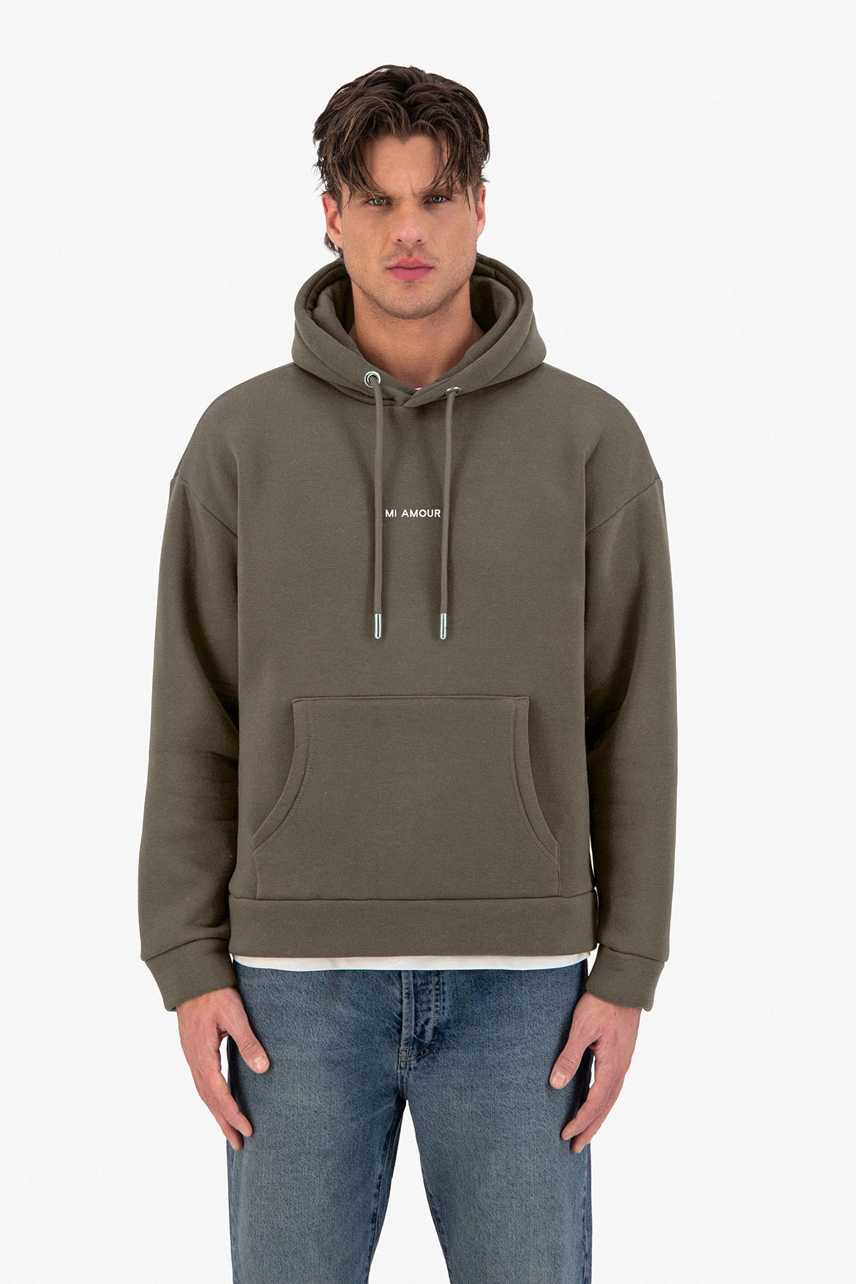 Sweat capuche kaki Amore