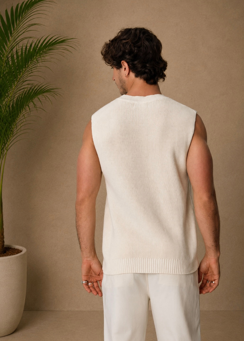Débardeur maille épais blanc cassé