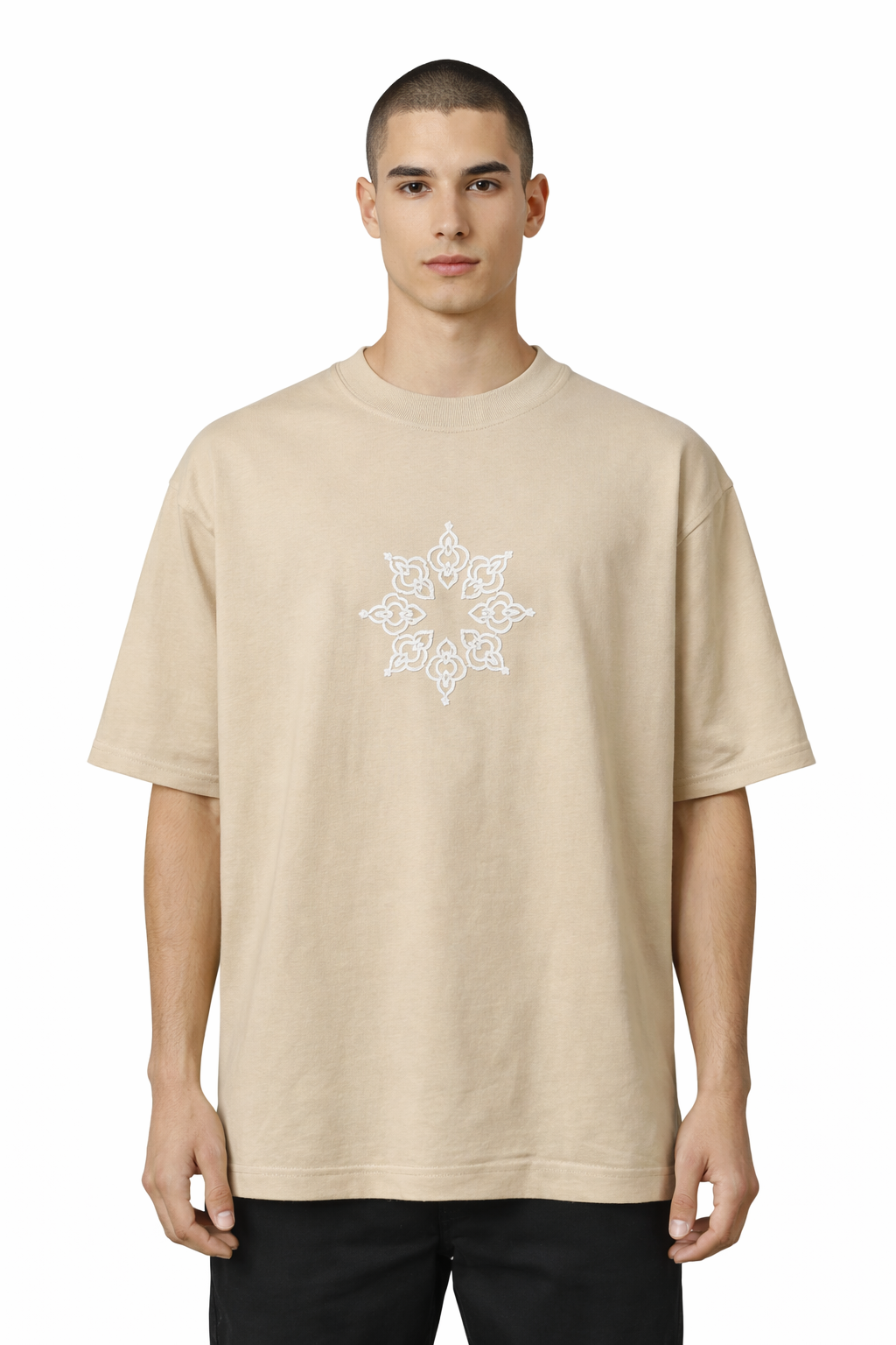 T-shirt oversize Respire brodé beige
