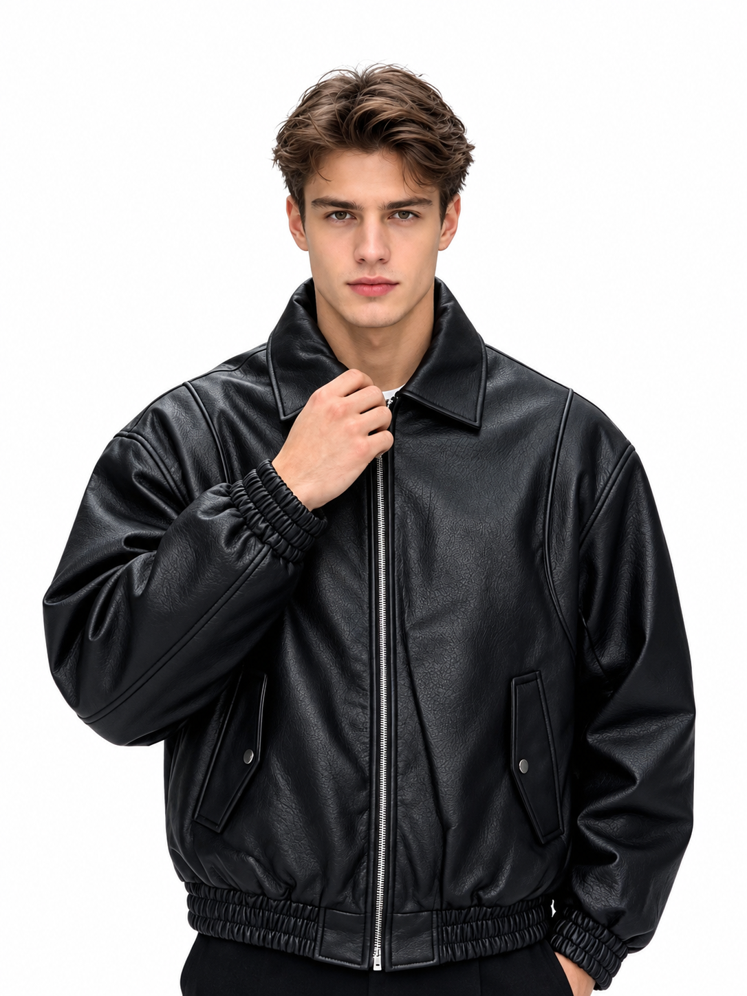 Veste Bomber similicuir noir